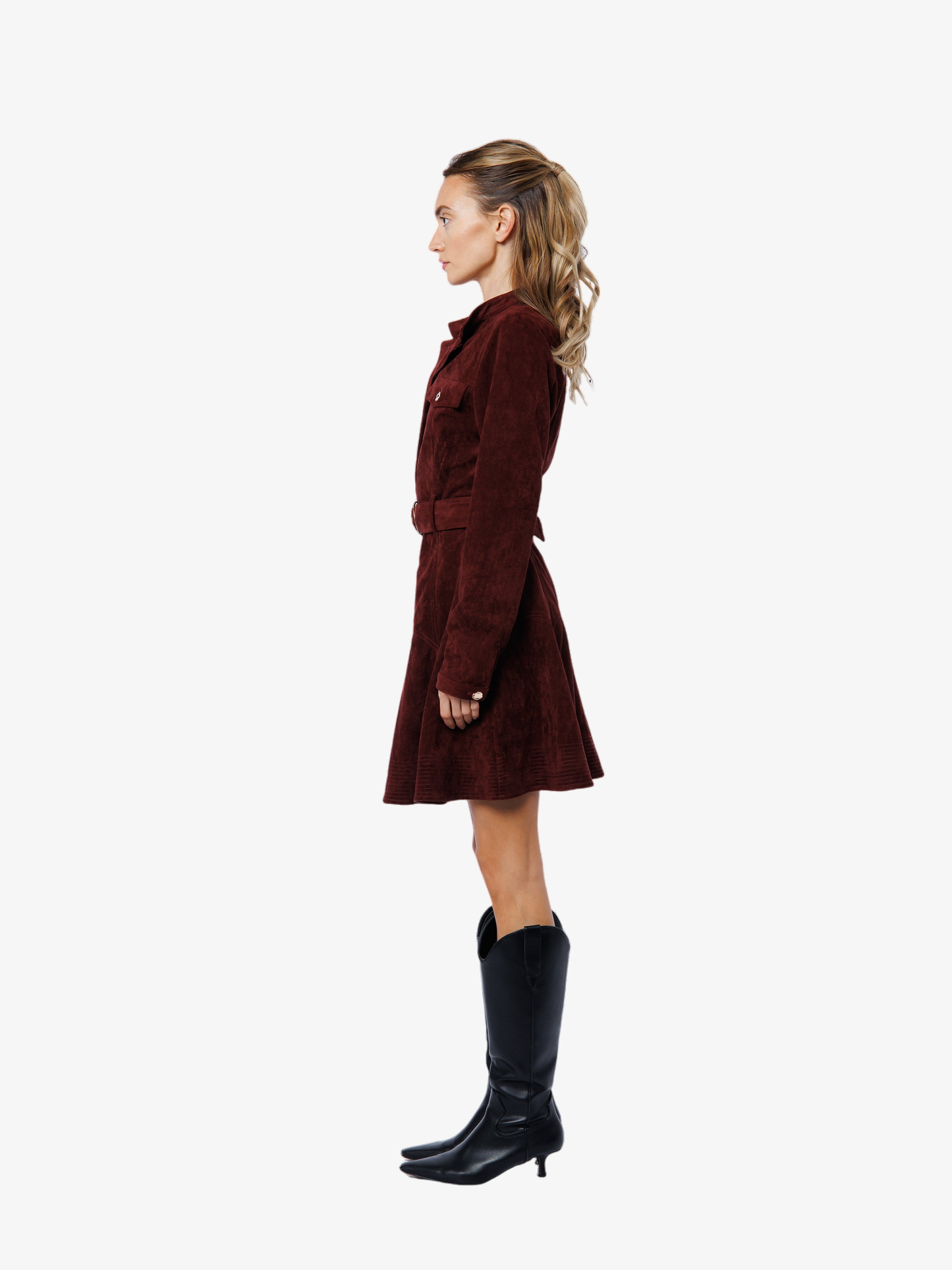 Laurie Faux Suede Long Sleeve Mini Dress