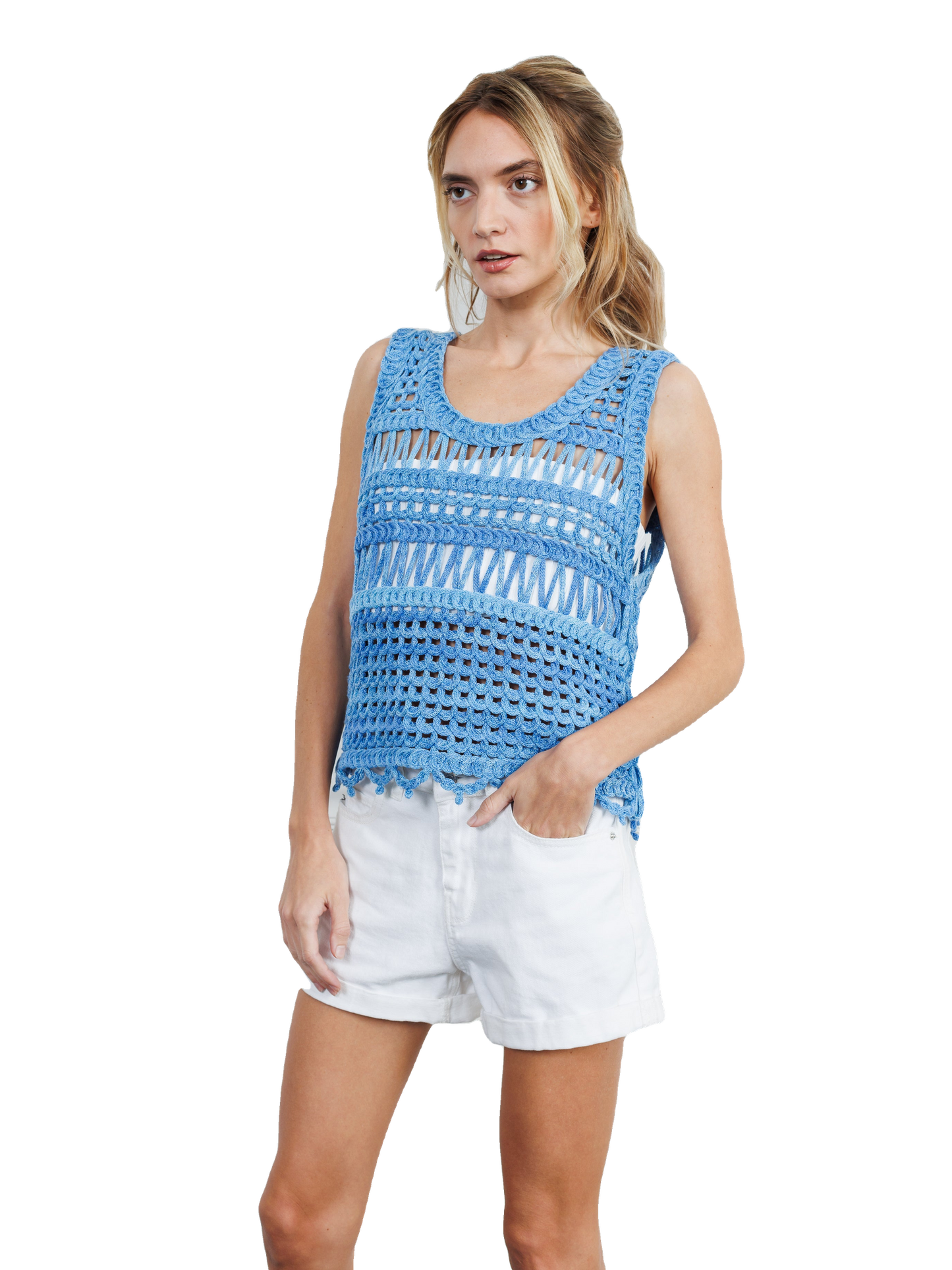 Silas Sleeveless Crochet Knit Top