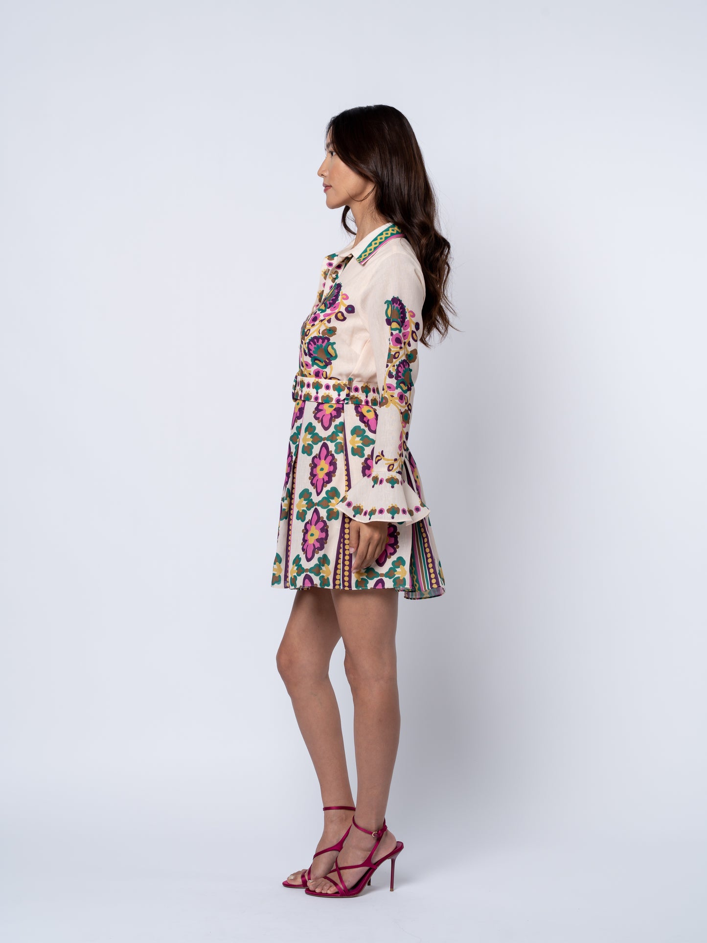 Maris Mixed Print Long Sleeve Shirt Dress
