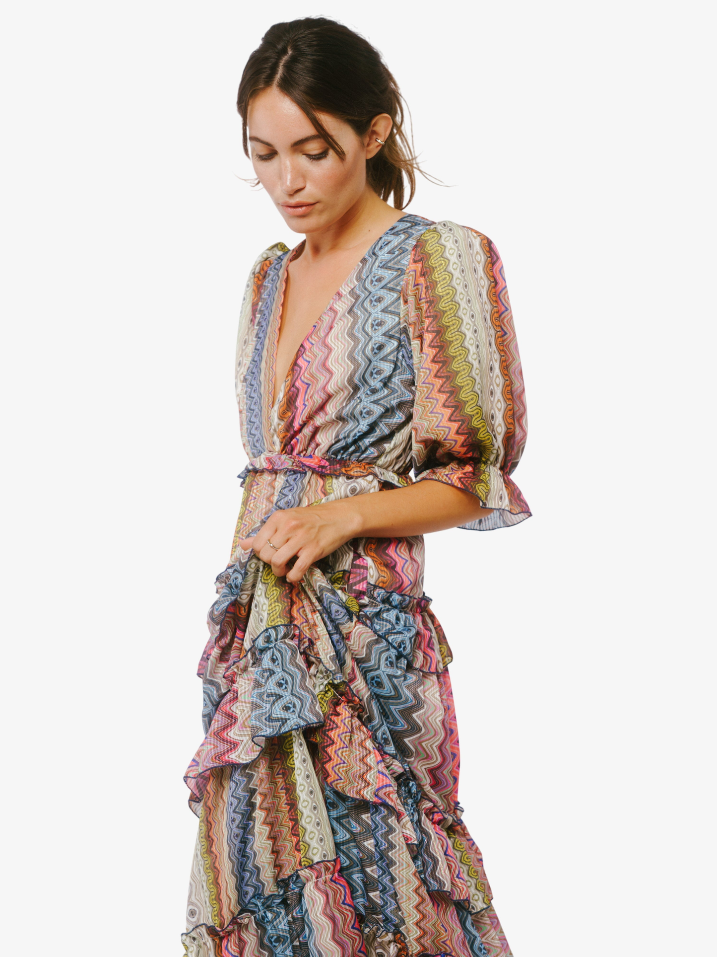 Madelyn Puff Sleeve Tiered Ruffle Maxi Dress