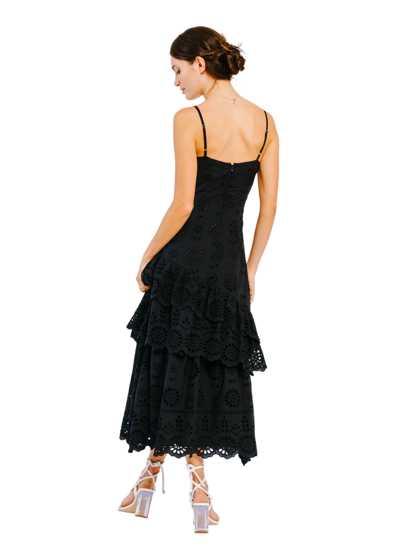 Vestido largo con tirantes y bordados de Gudrun