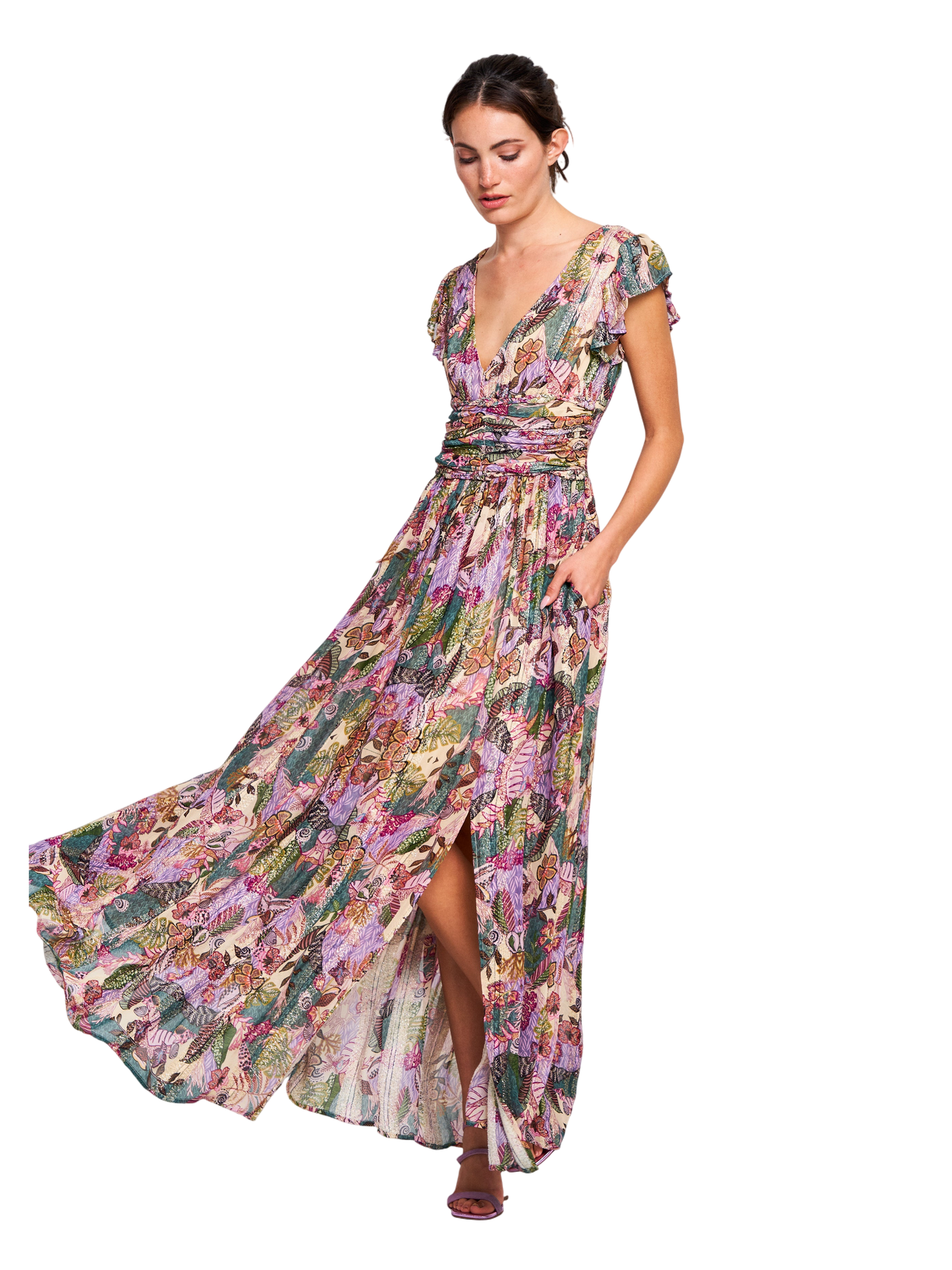 Jennsen Metallic Floral Maxi Dress