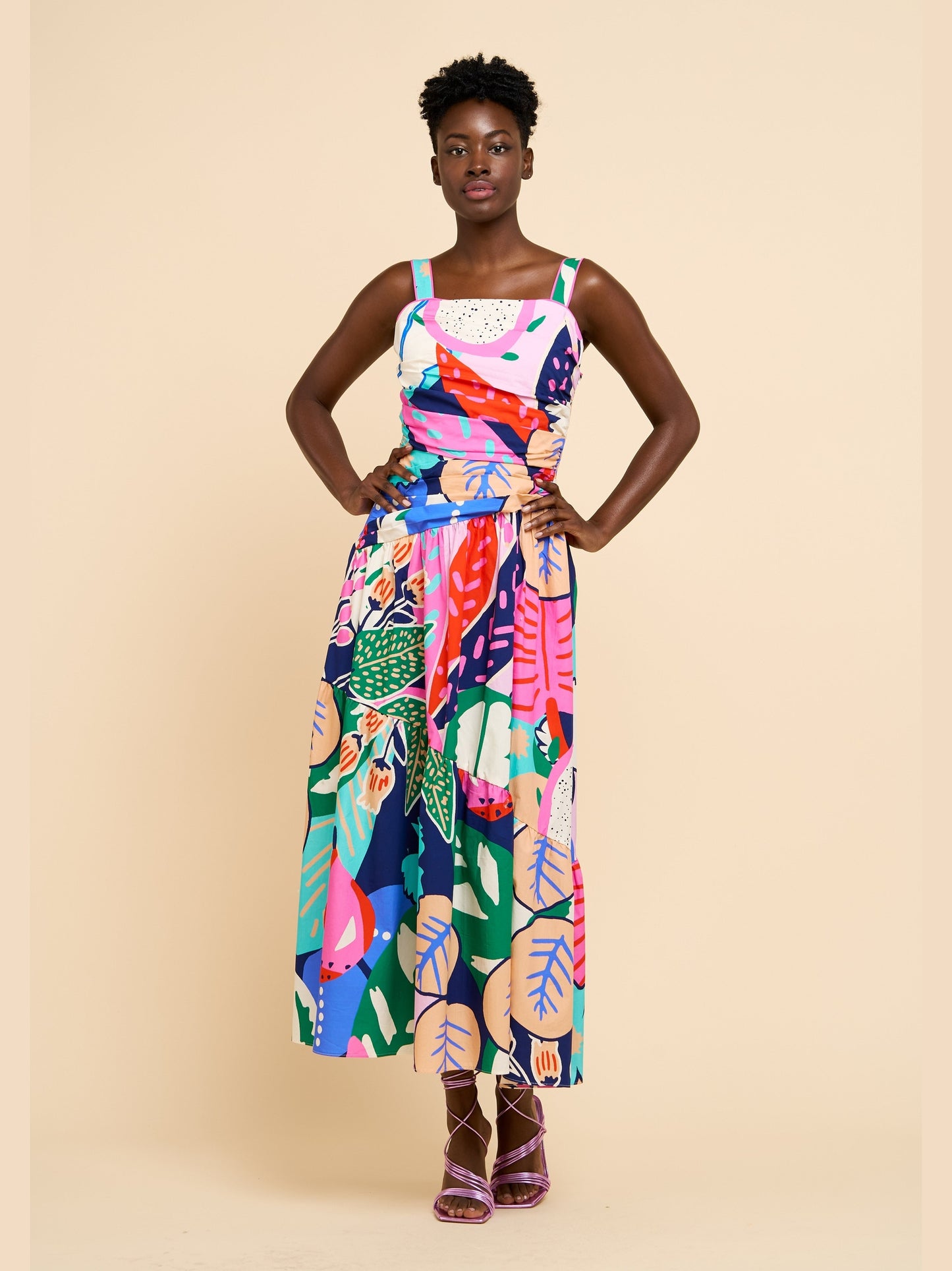 Lillias Patchwork Print Maxi Dress
