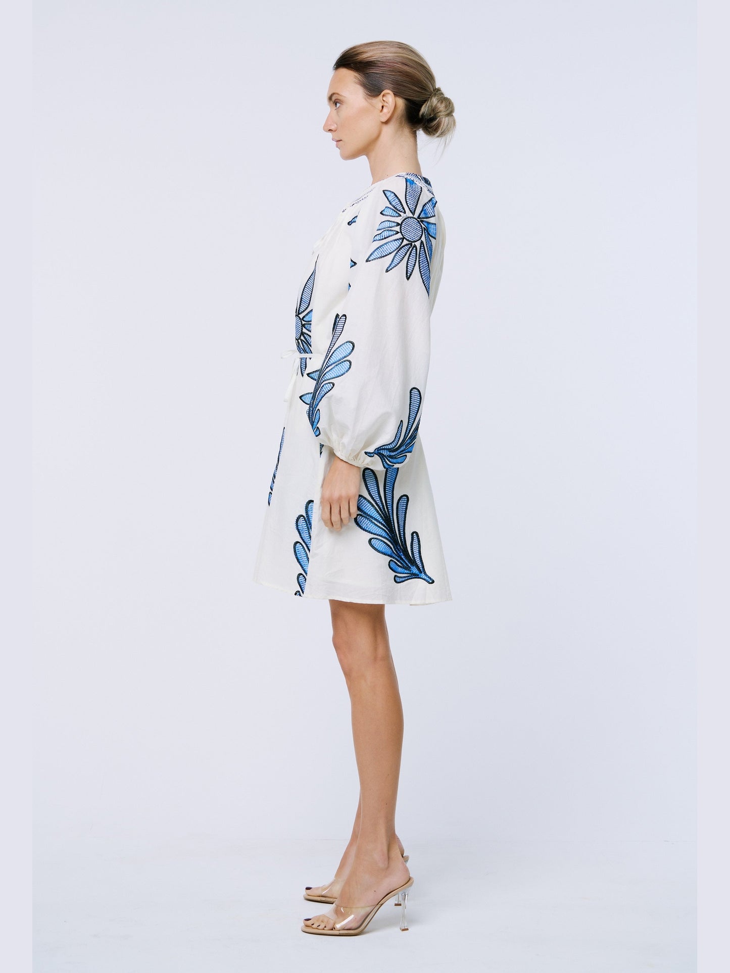 Viena Embroidered Long Sleeve Mini Dress