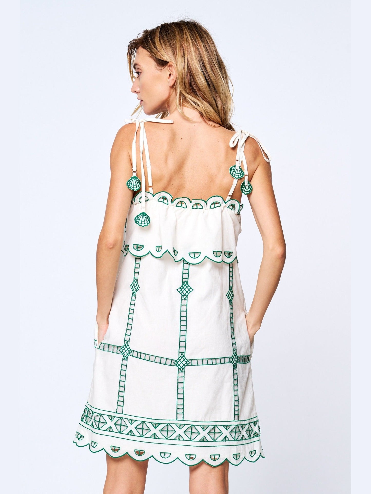 Lyndon Green Embroidered Mini Dress