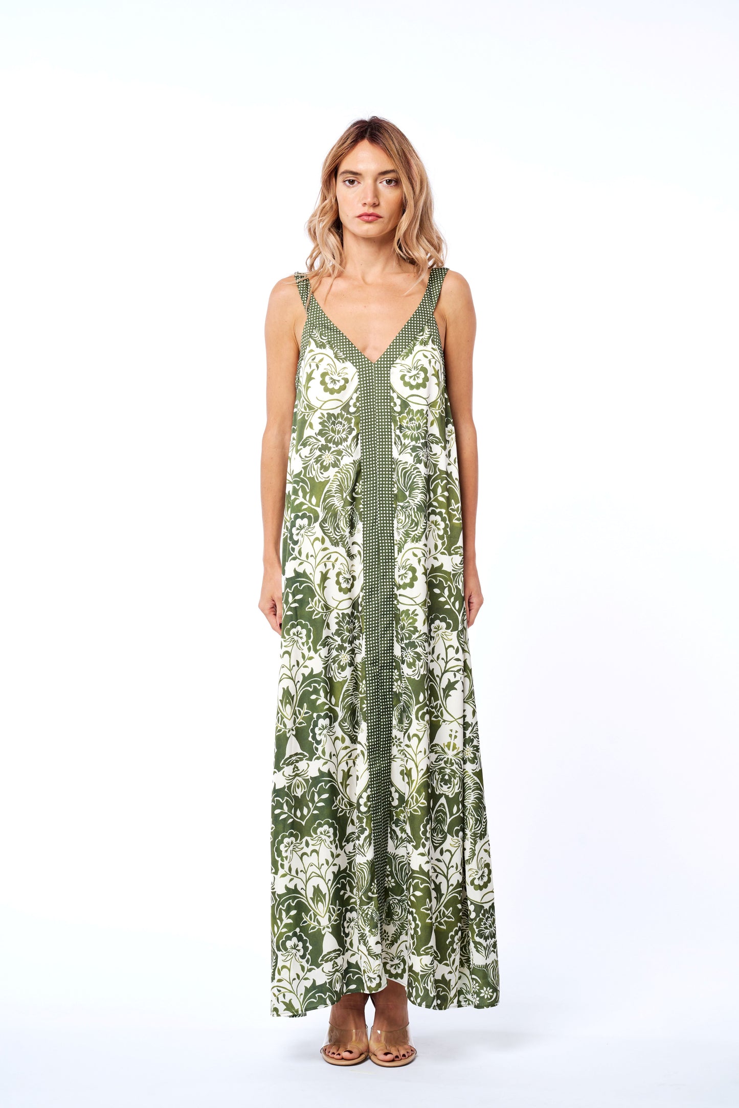 Aiza Floral Print Tie Waist Maxi Dress