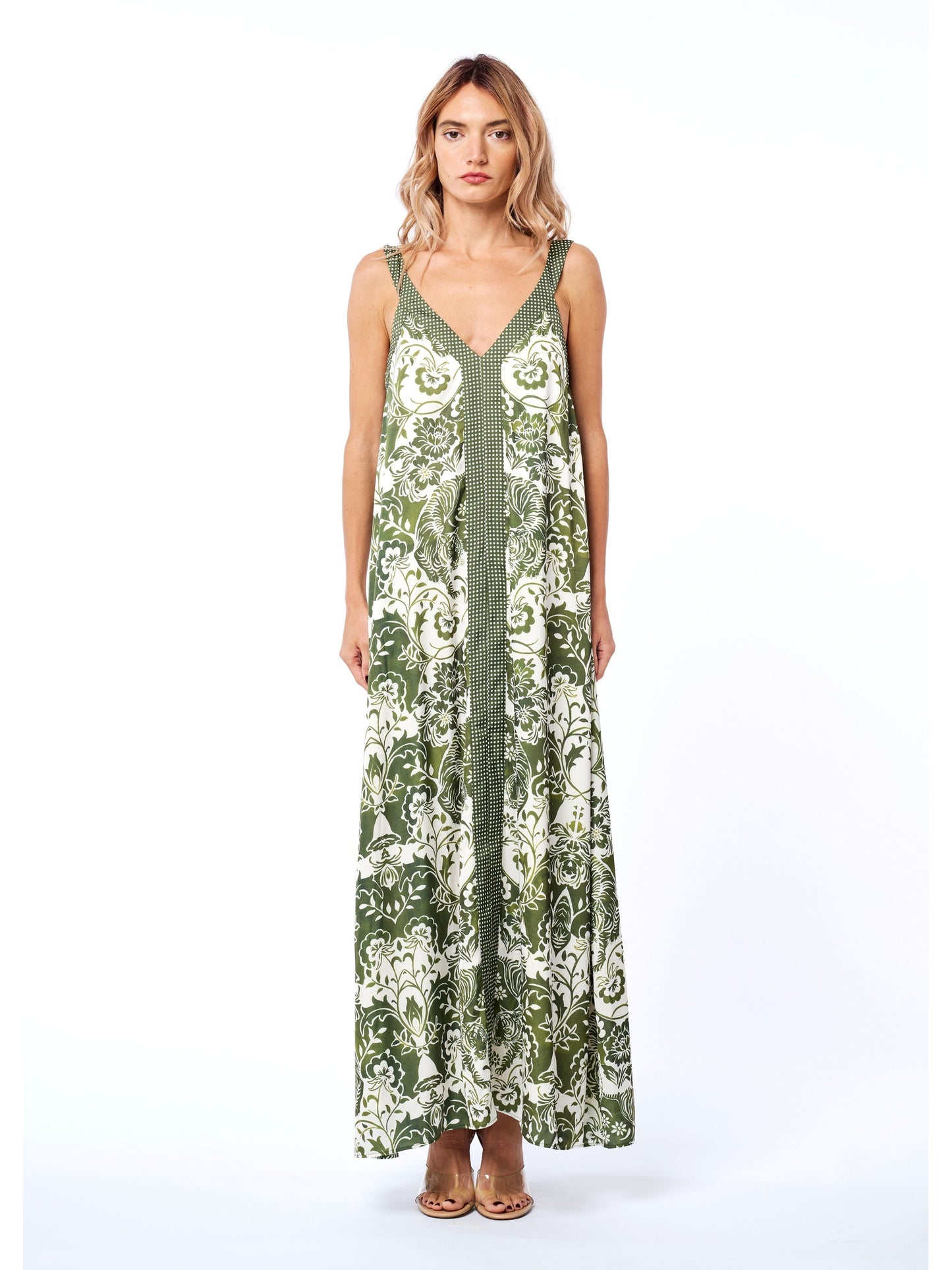 Aiza Floral Print Tie Waist Maxi Dress
