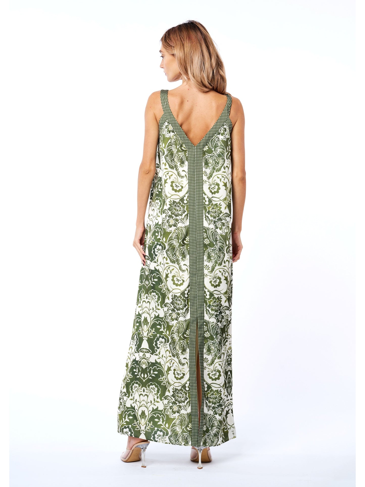 Aiza Floral Print Tie Waist Maxi Dress