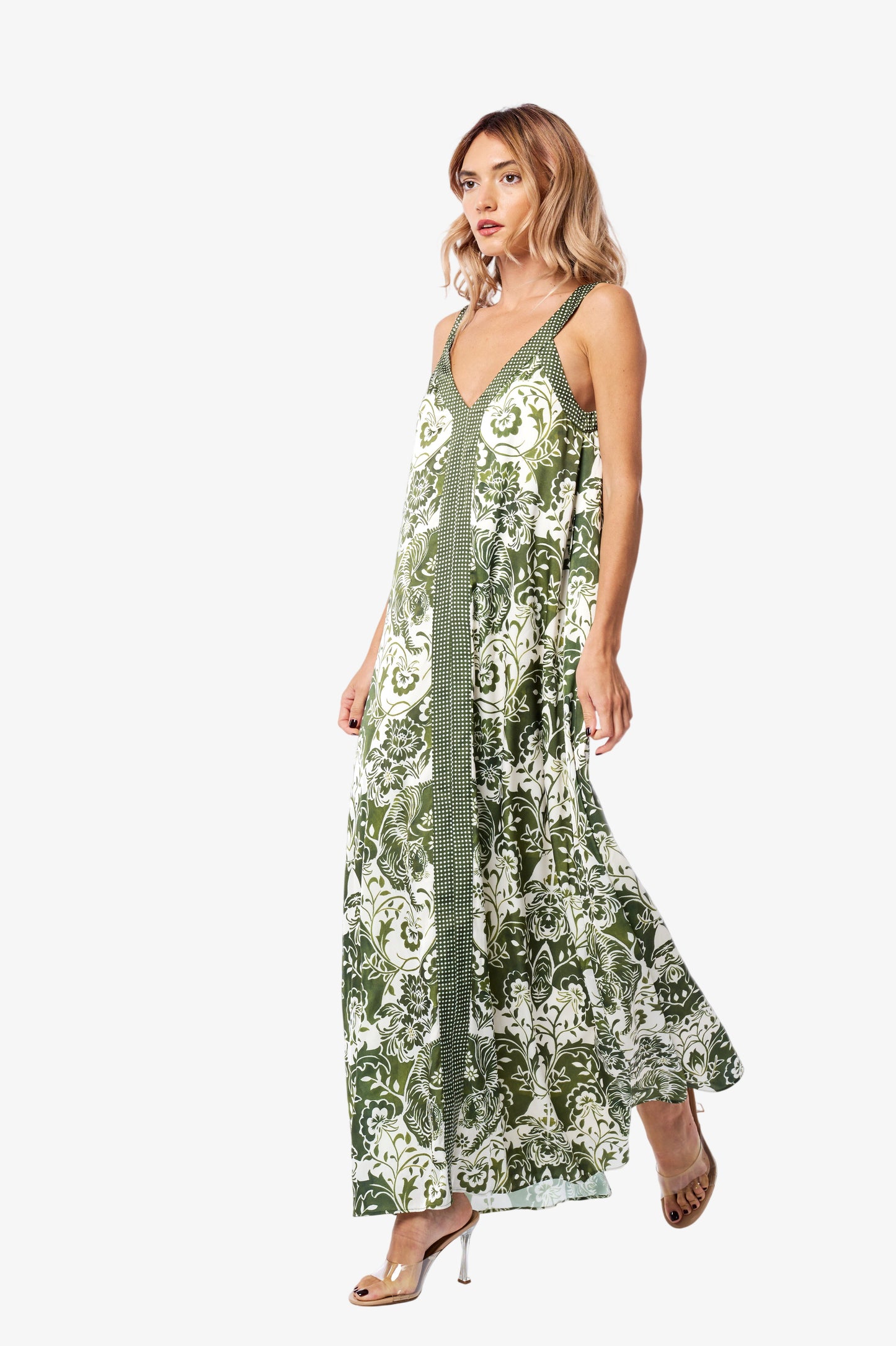 Aiza Floral Print Tie Waist Maxi Dress
