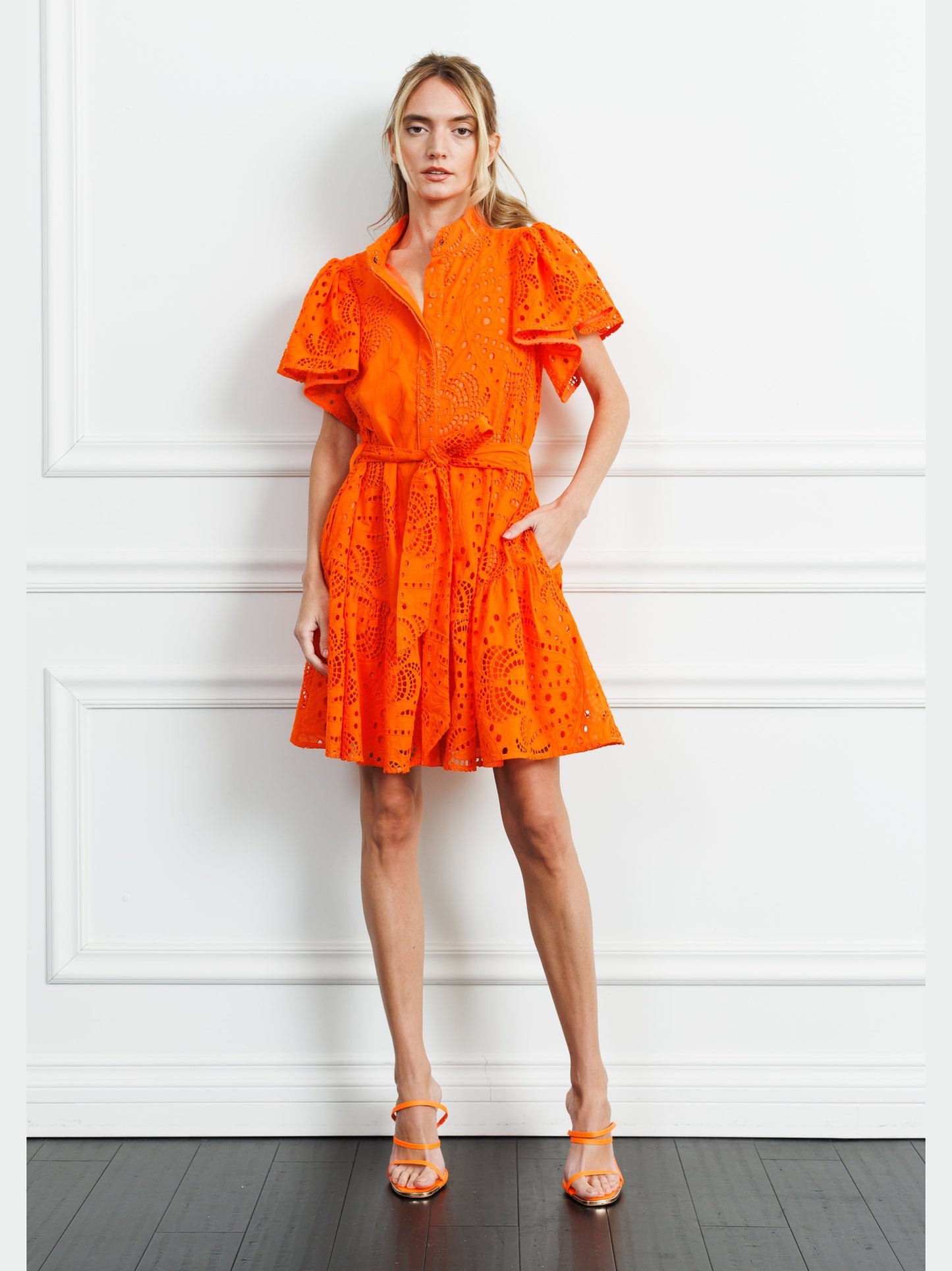 Zenaida Eyelet Tie Waist Dress