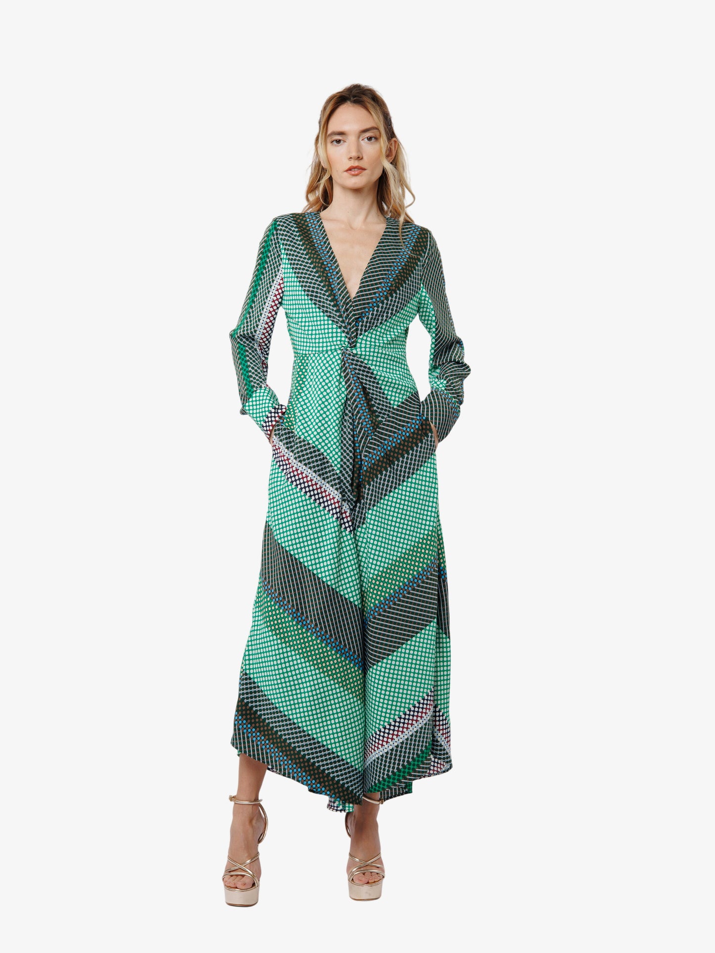 Asla Striped Twist Front Dress