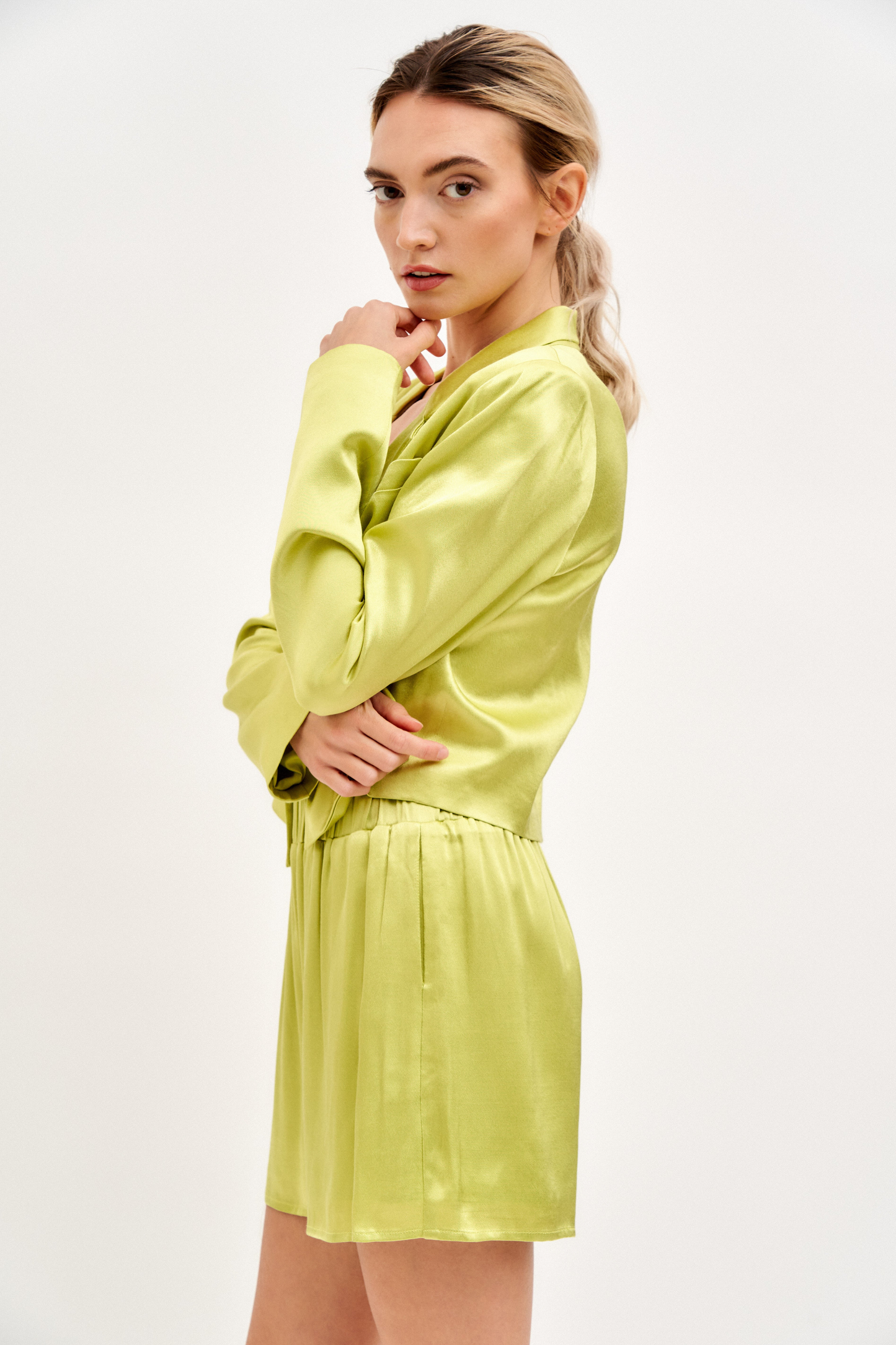 Astella Satin Cropped Blazer