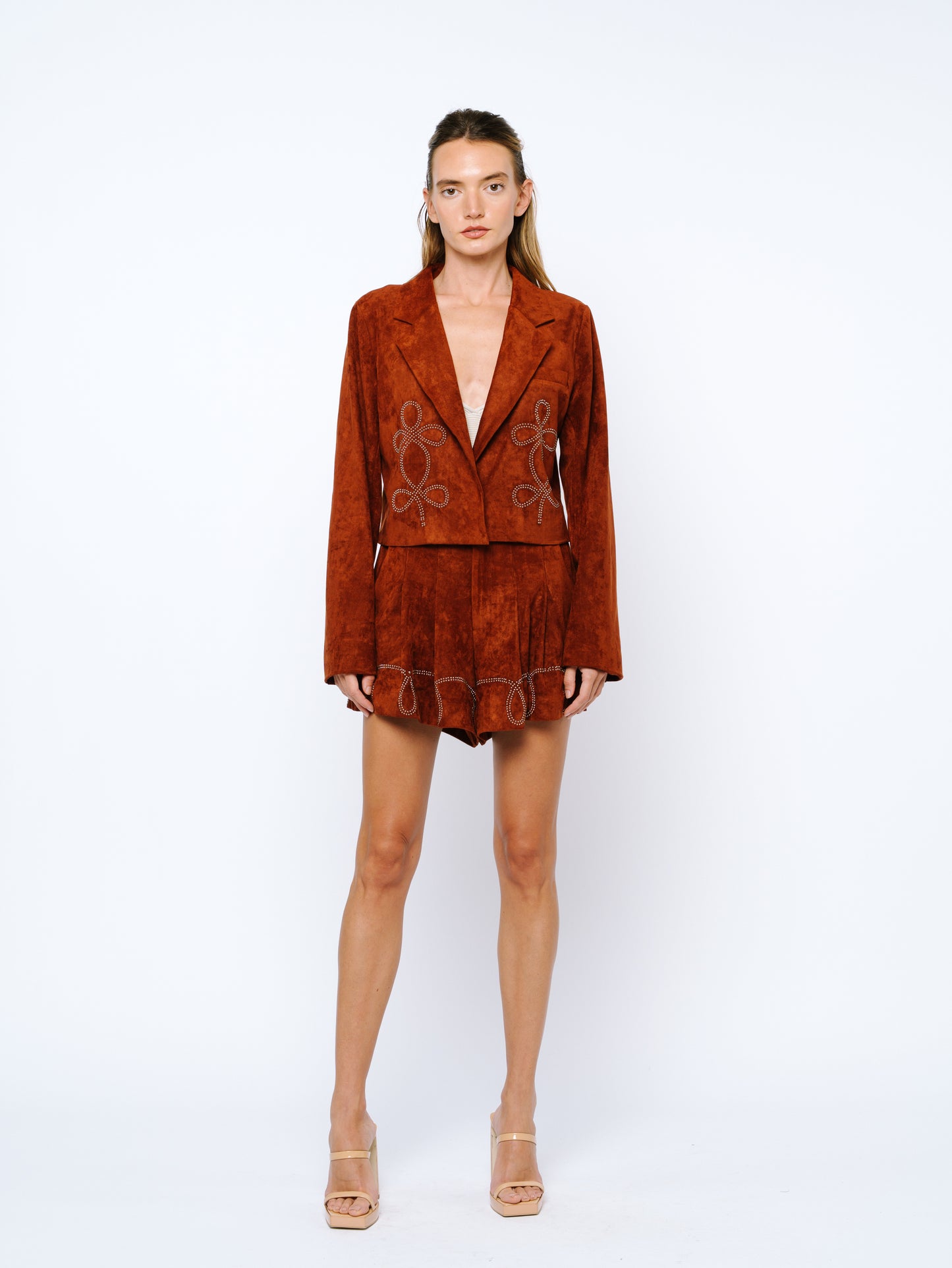 Astella Embroidered Faux Suede Jacket