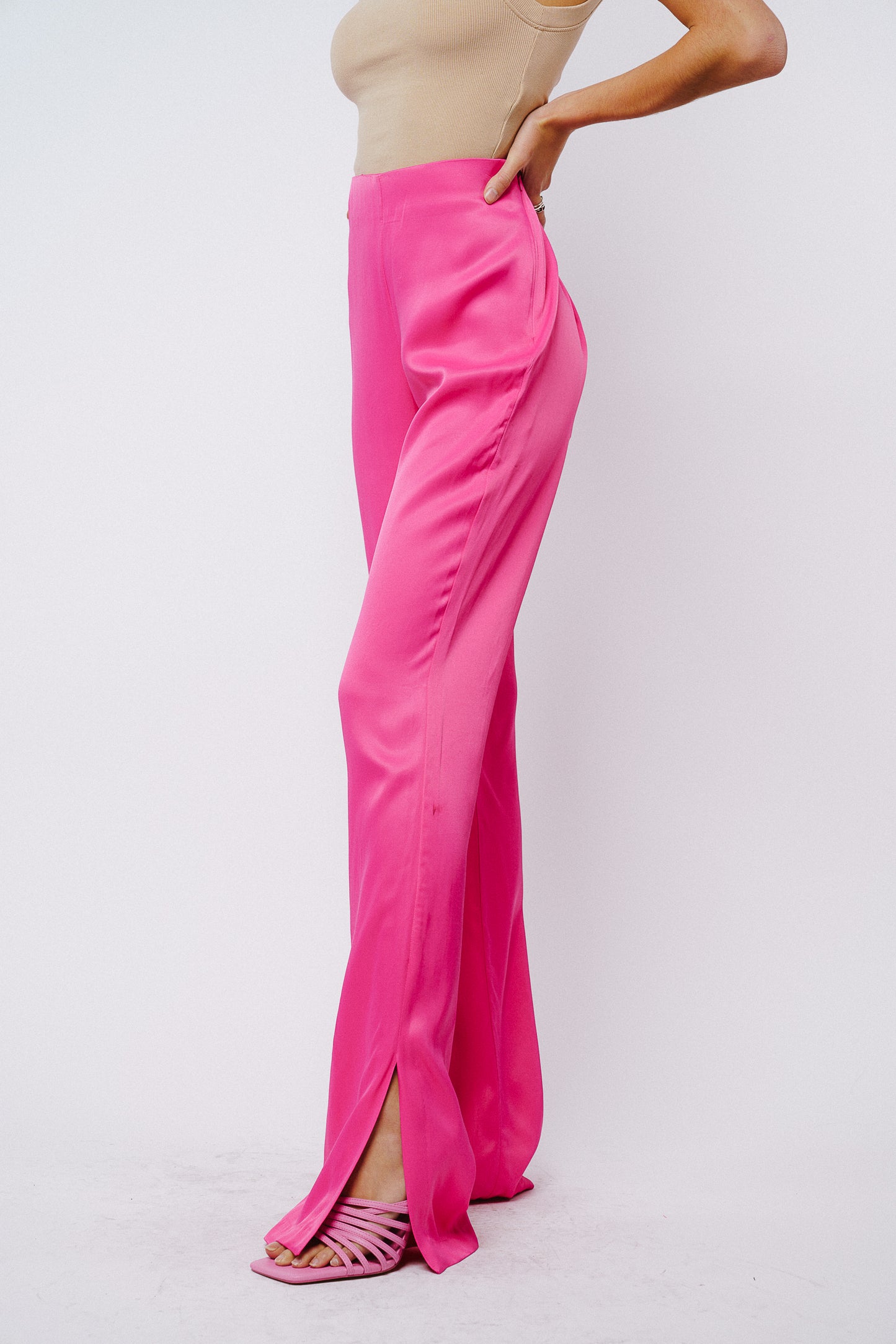 Safia Split Hem Satin Pants