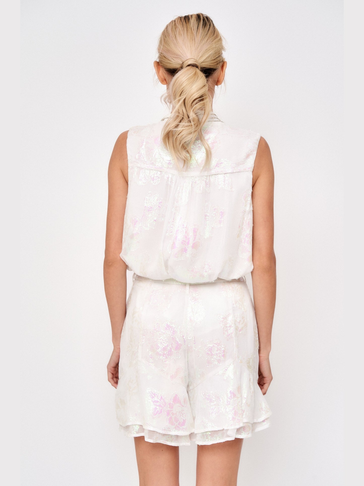 Bianka 彩虹色花卉荷叶边短裤