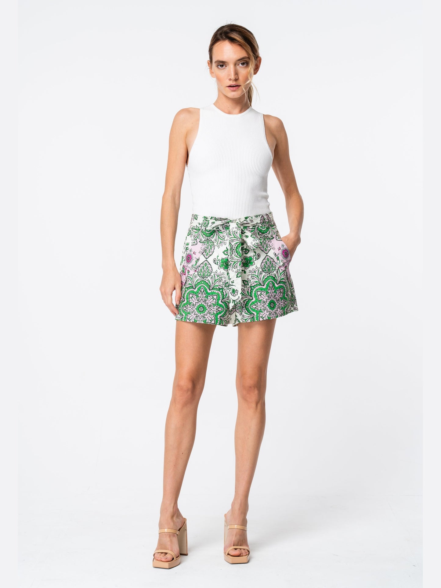 Talulla Floral Print Belted Shorts