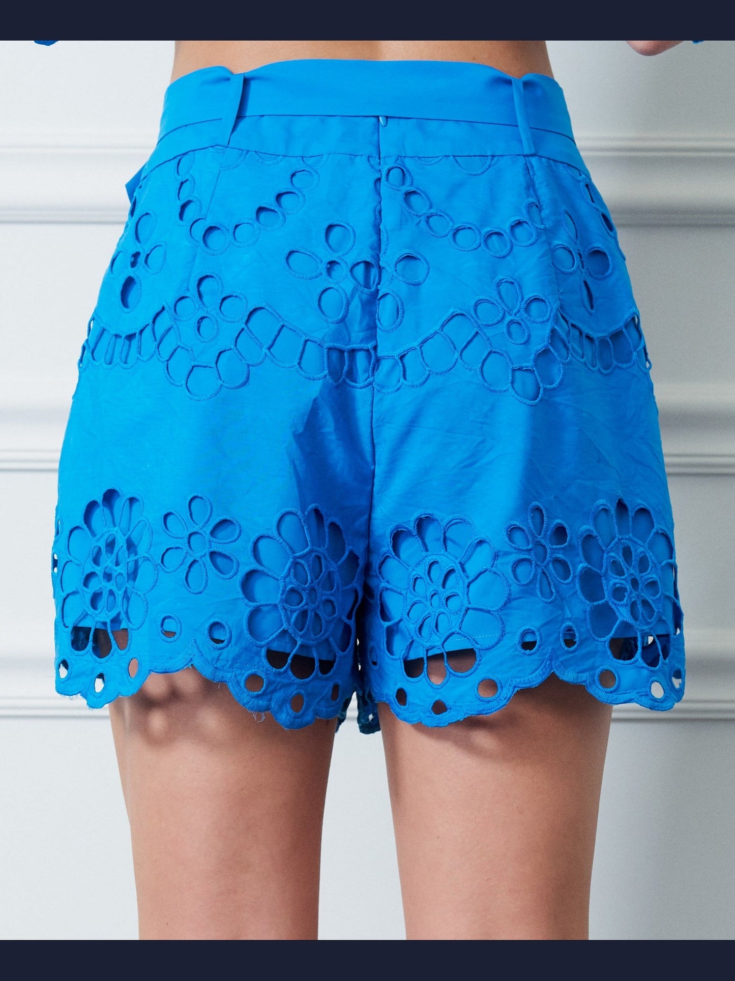 Kiana Belted Embroidered Lace Shorts