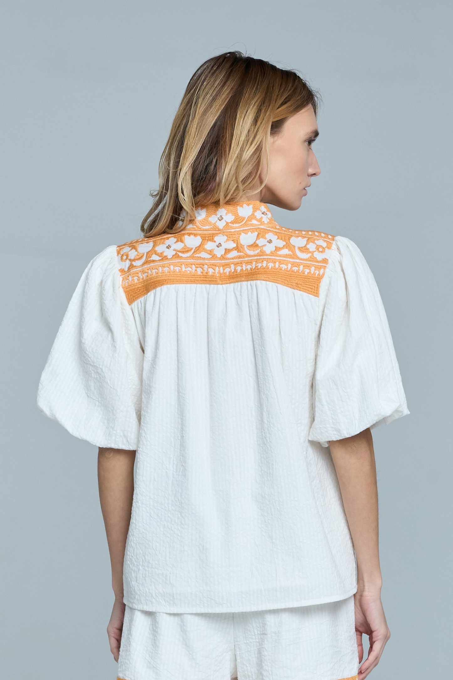 Aphyna Floral Embroidered Puff Sleeve Top