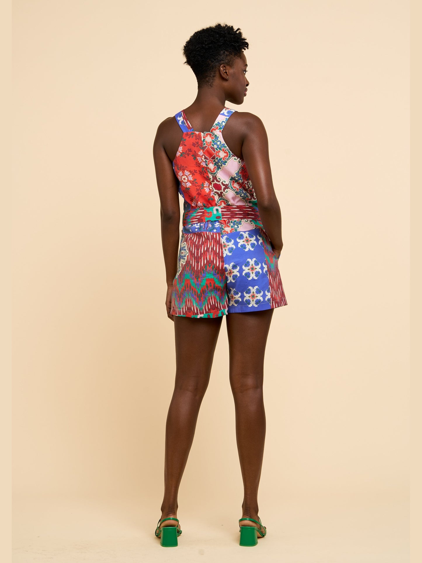 Dita Patchwork Belted Romper