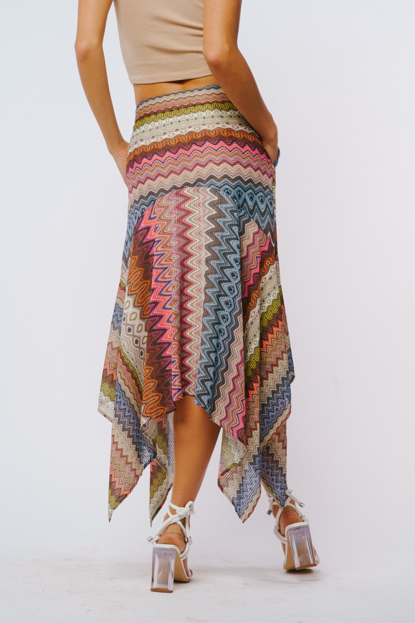 Soni Striped Handkerchief Hem Skirt