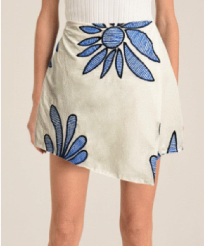 Shanice Abstract EMB 迷你短裙 蓝色