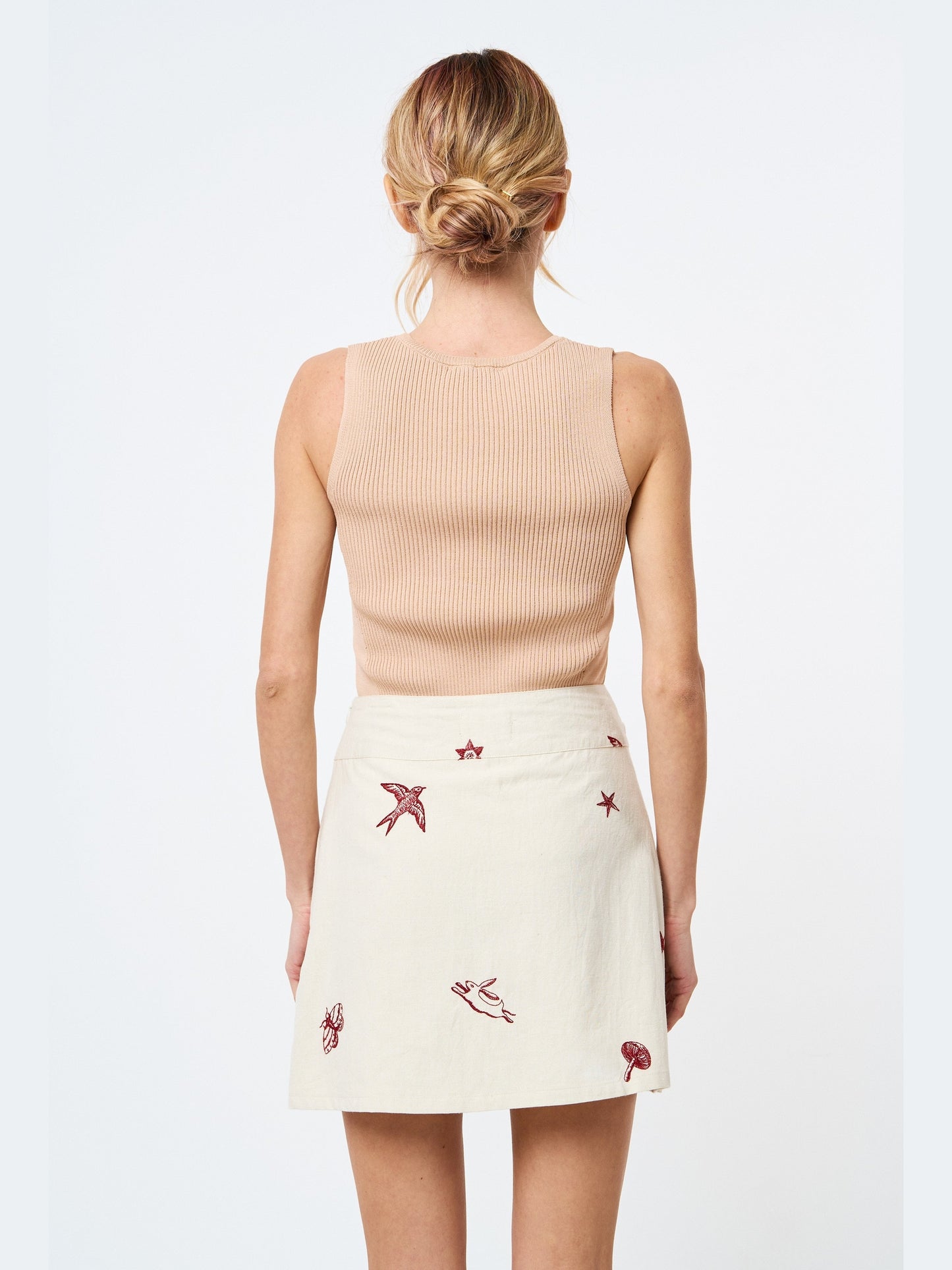 Falda cruzada bordada con efecto de imitación de Sabo Park Life