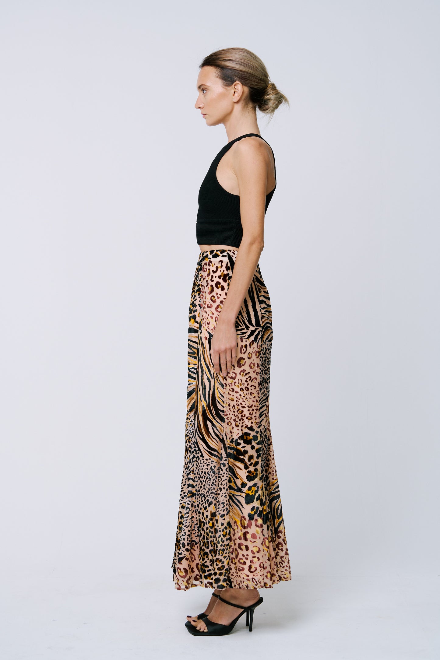 Antonia Velvet Animal Print Maxi Skirt