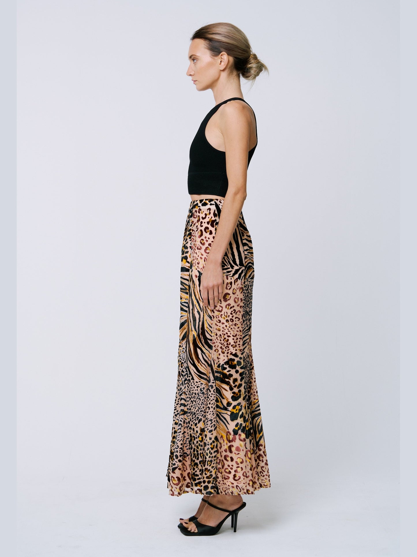Antonia Velvet Animal Print Maxi Skirt