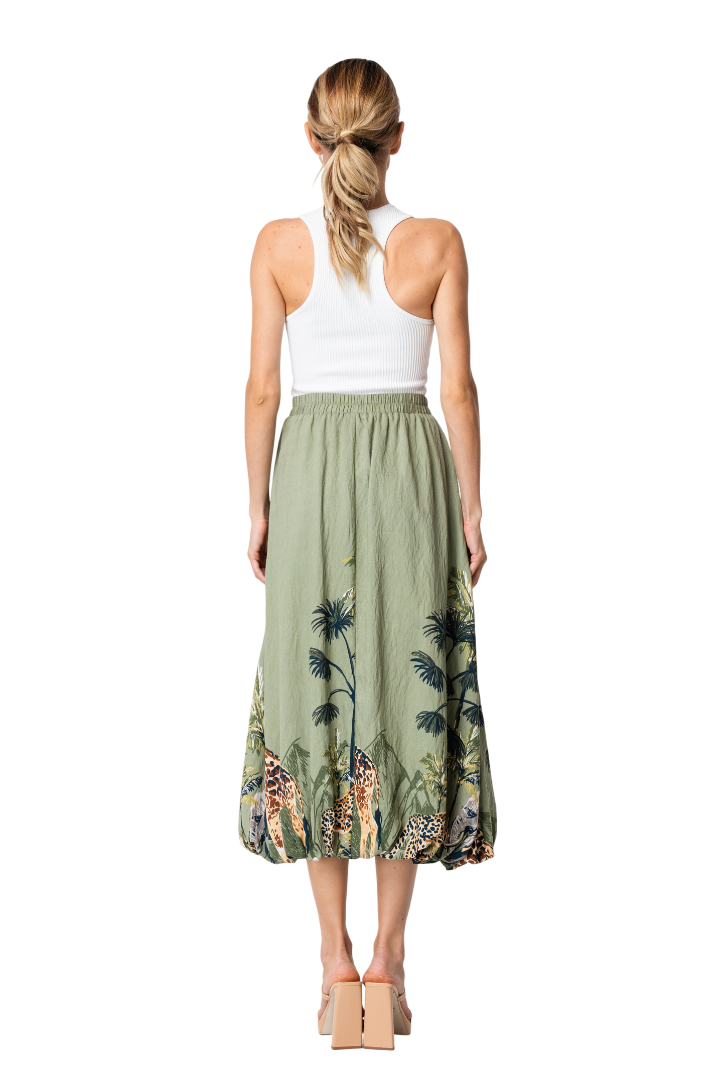 Andrey Safari Print Bubble Midi Skirt