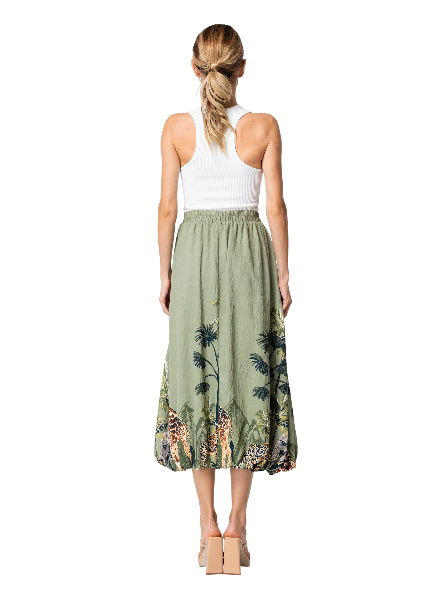 Andrey Safari Print Bubble Midi Skirt