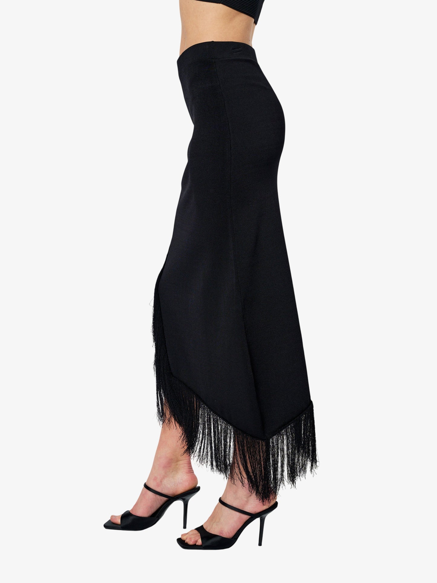 Chole Knit Asymmetric Fringe Skirt
