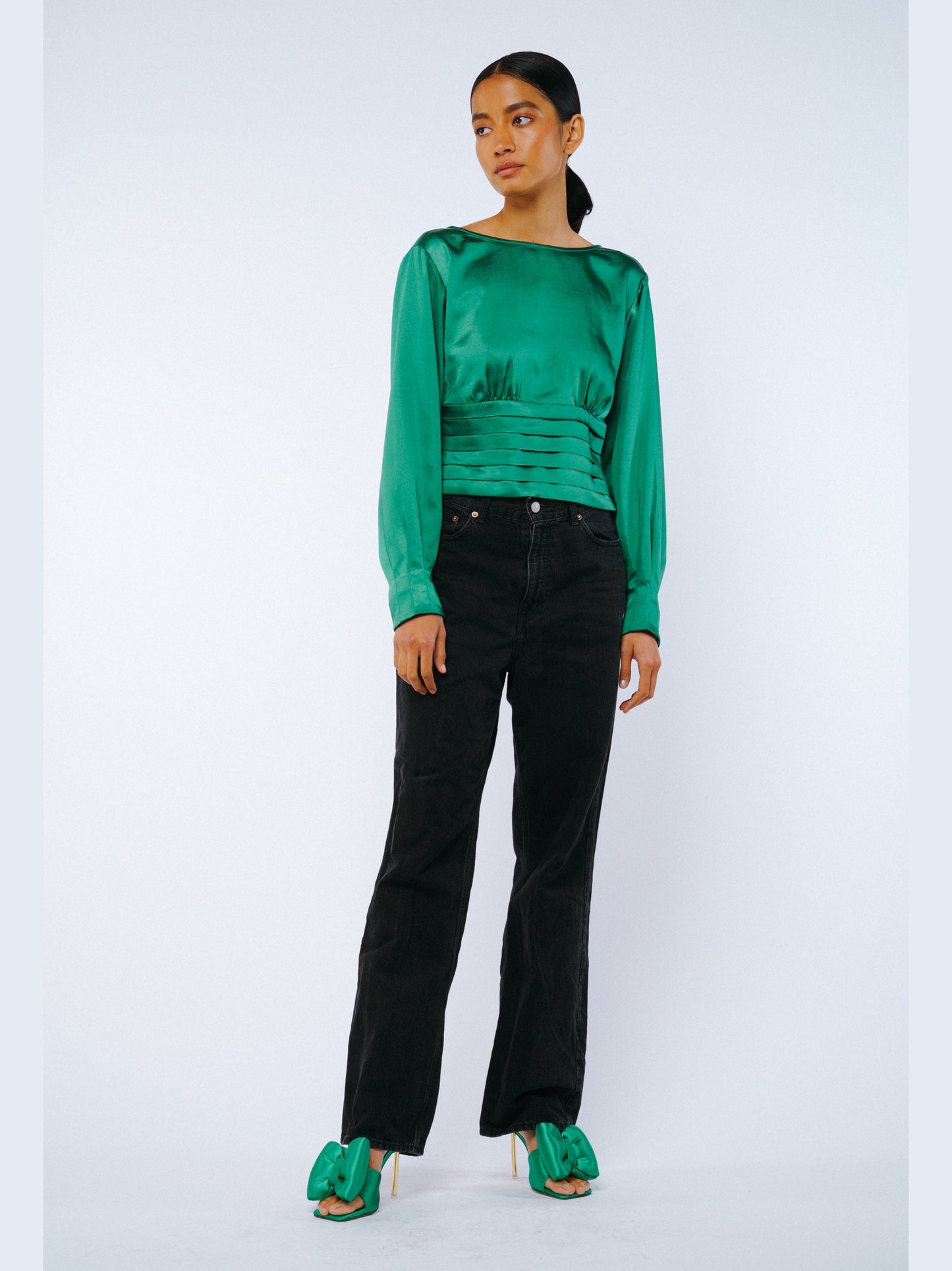 Fosi Long Sleeve Satin Top