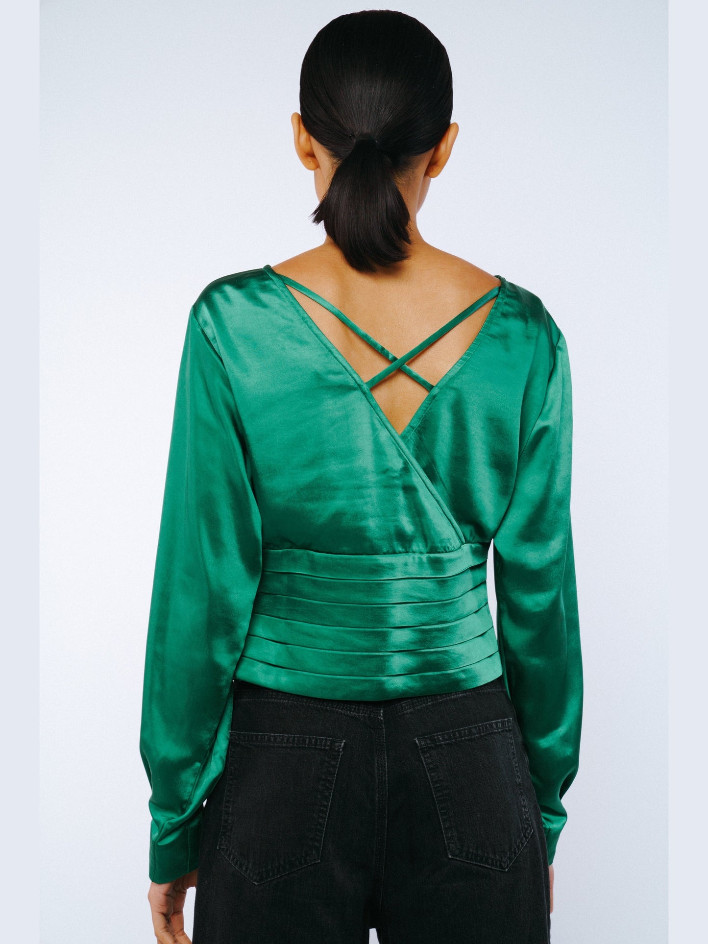 Fosi Long Sleeve Satin Top