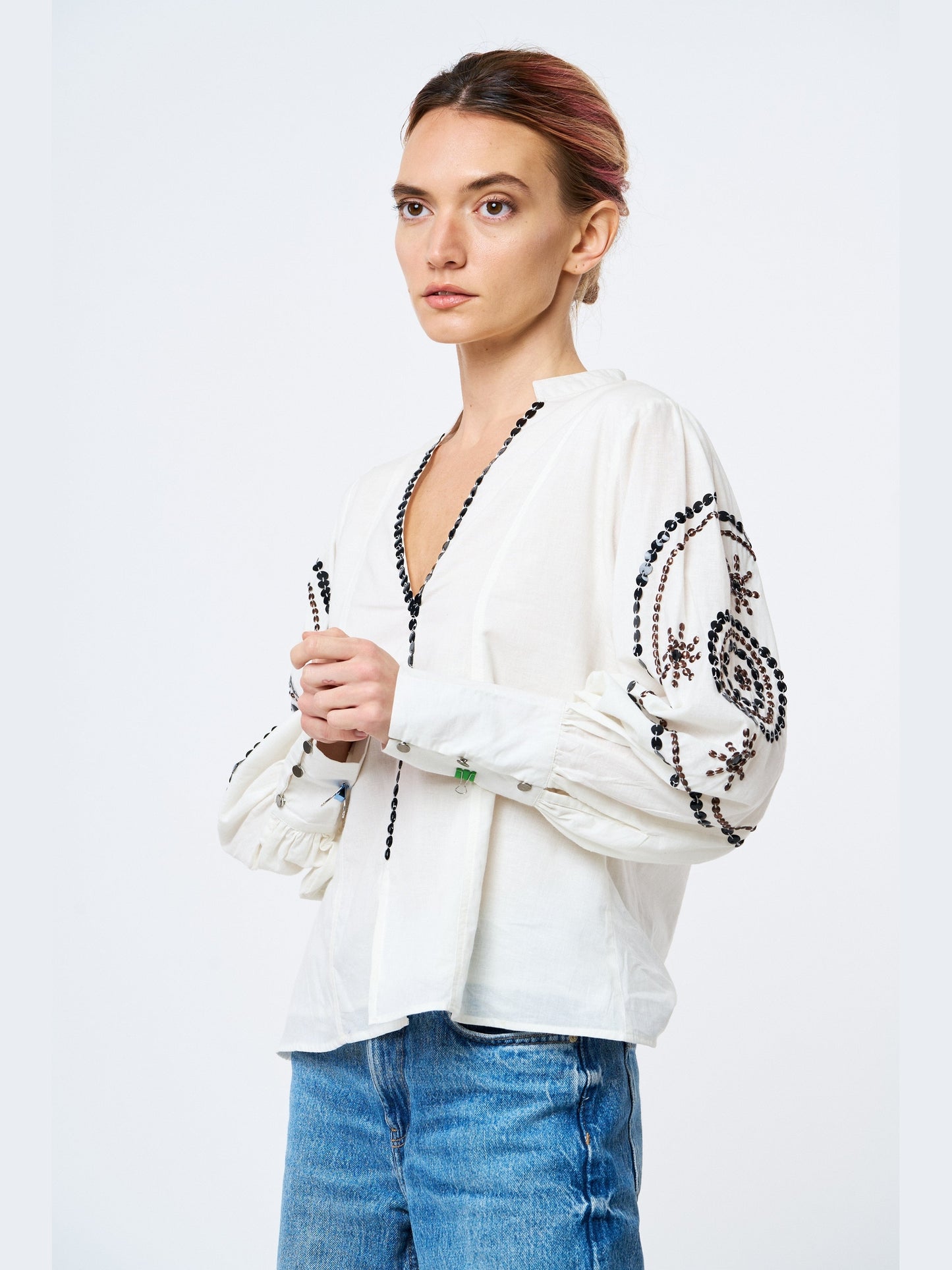 Ellery Embroidered Long Sleeve Top