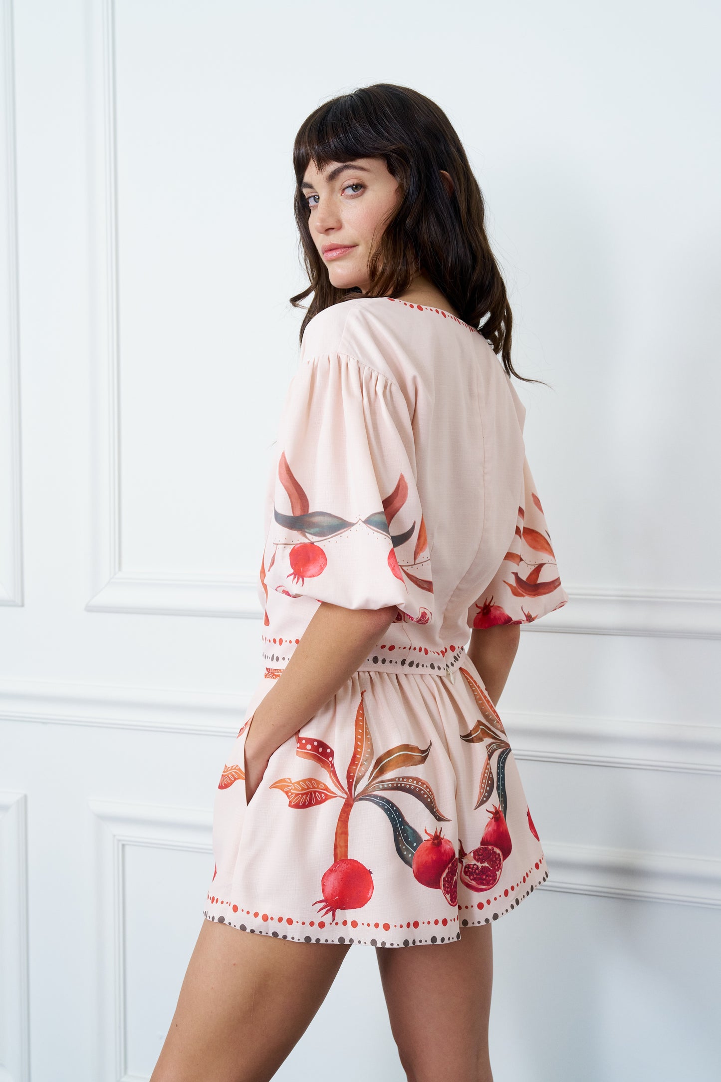 Willa Botanical Print Puff Sleeve Top