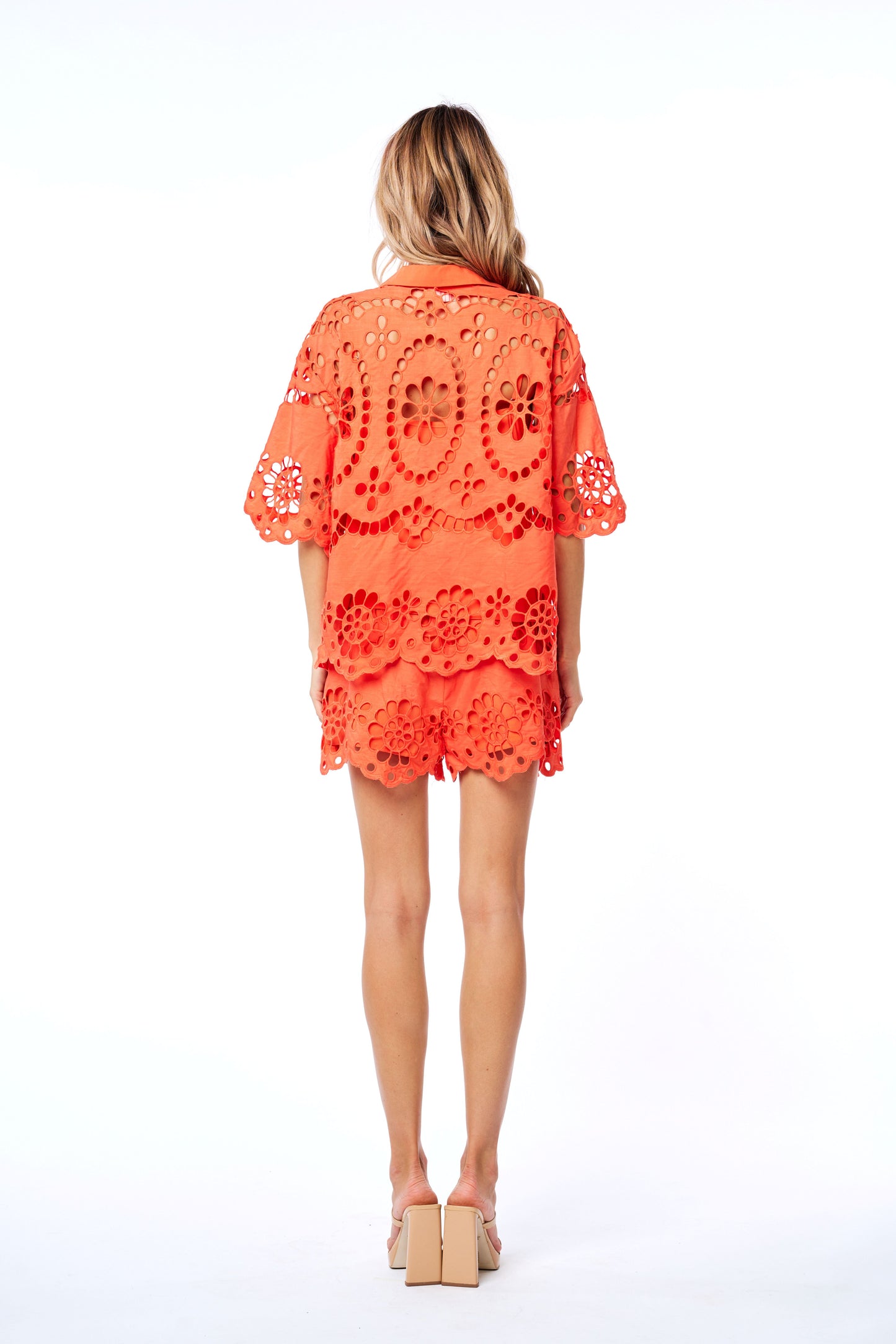 Kiana Belted Embroidered Lace Shorts