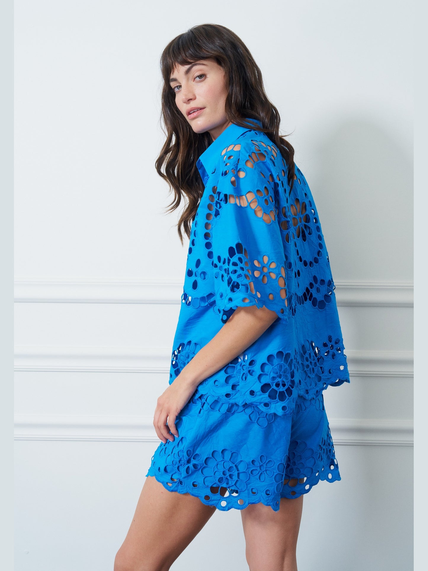 Kiana Belted Embroidered Lace Shorts