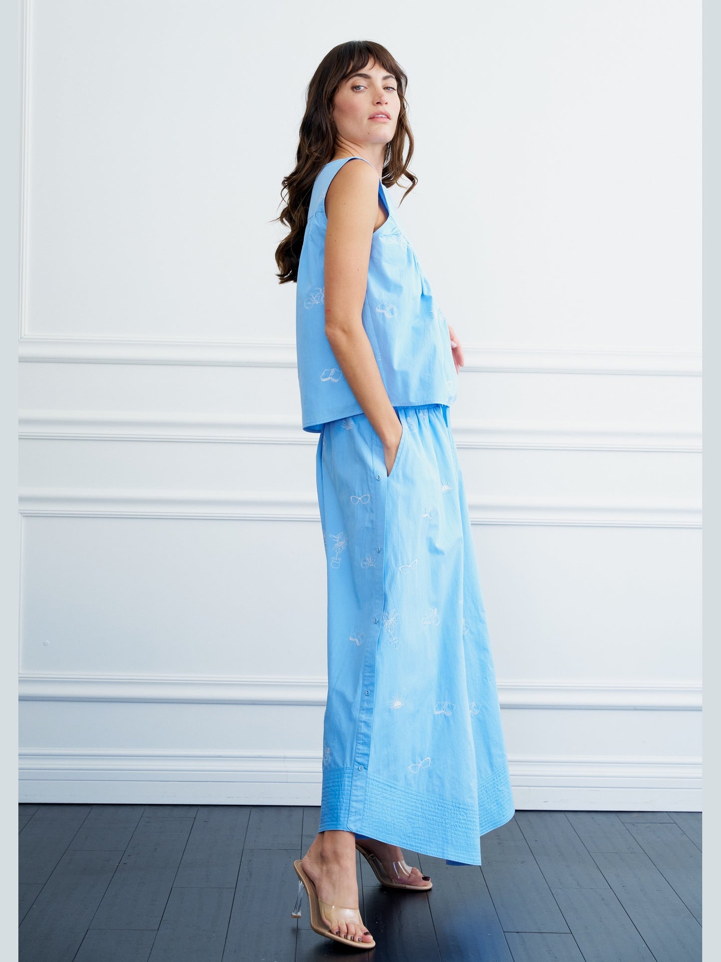 Maryam Embroidered Front Slit Maxi Skirt