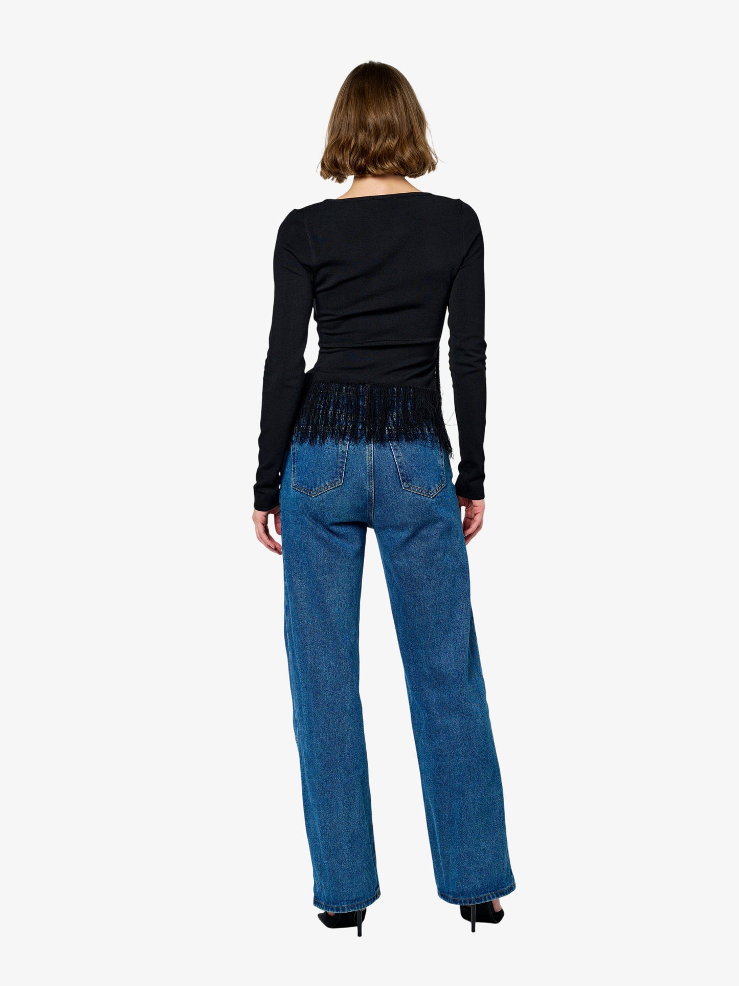 Luna Knit Long Sleeve Fringe Top