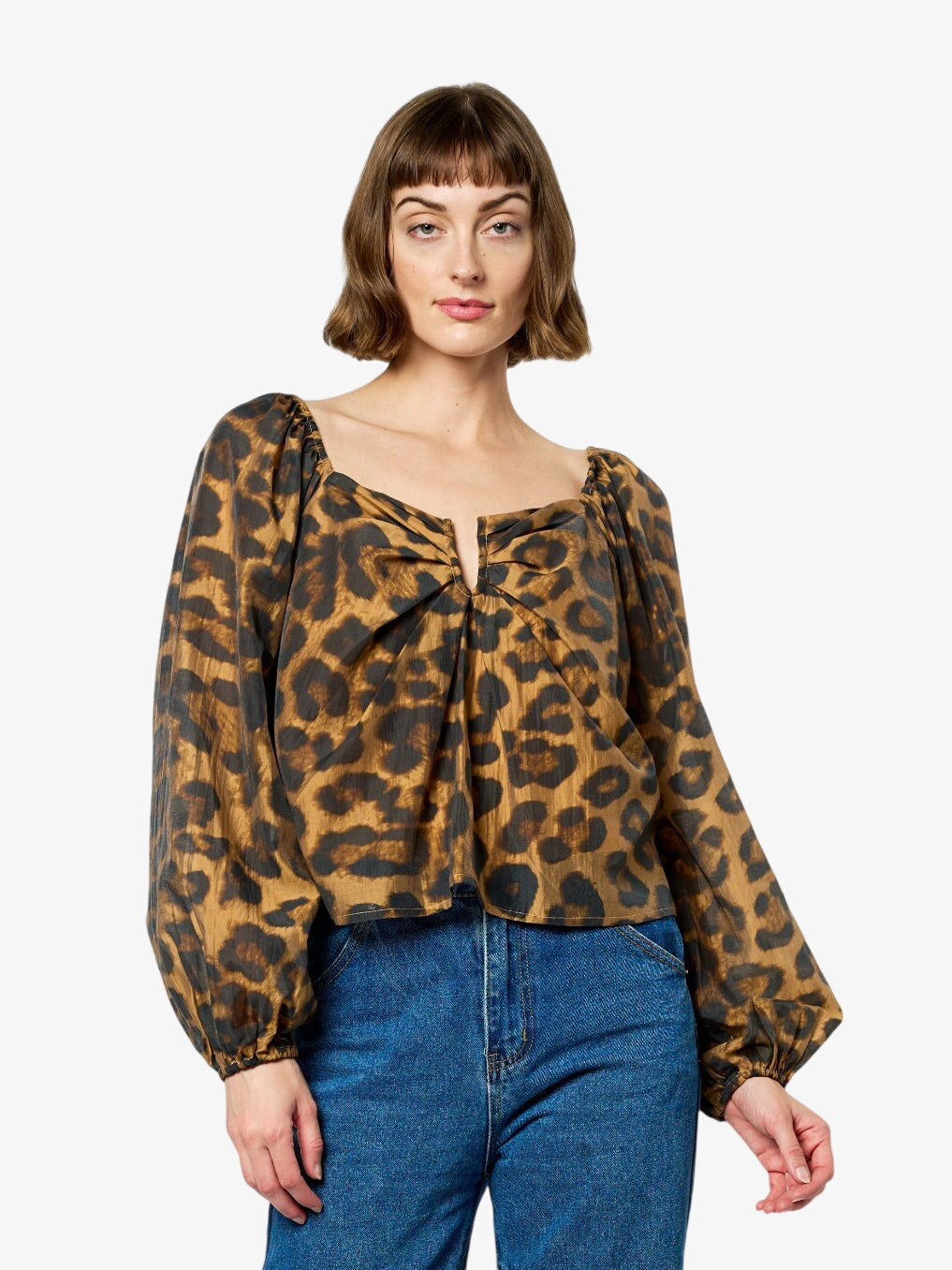 Sussane Animal Print Puff Sleeve Top