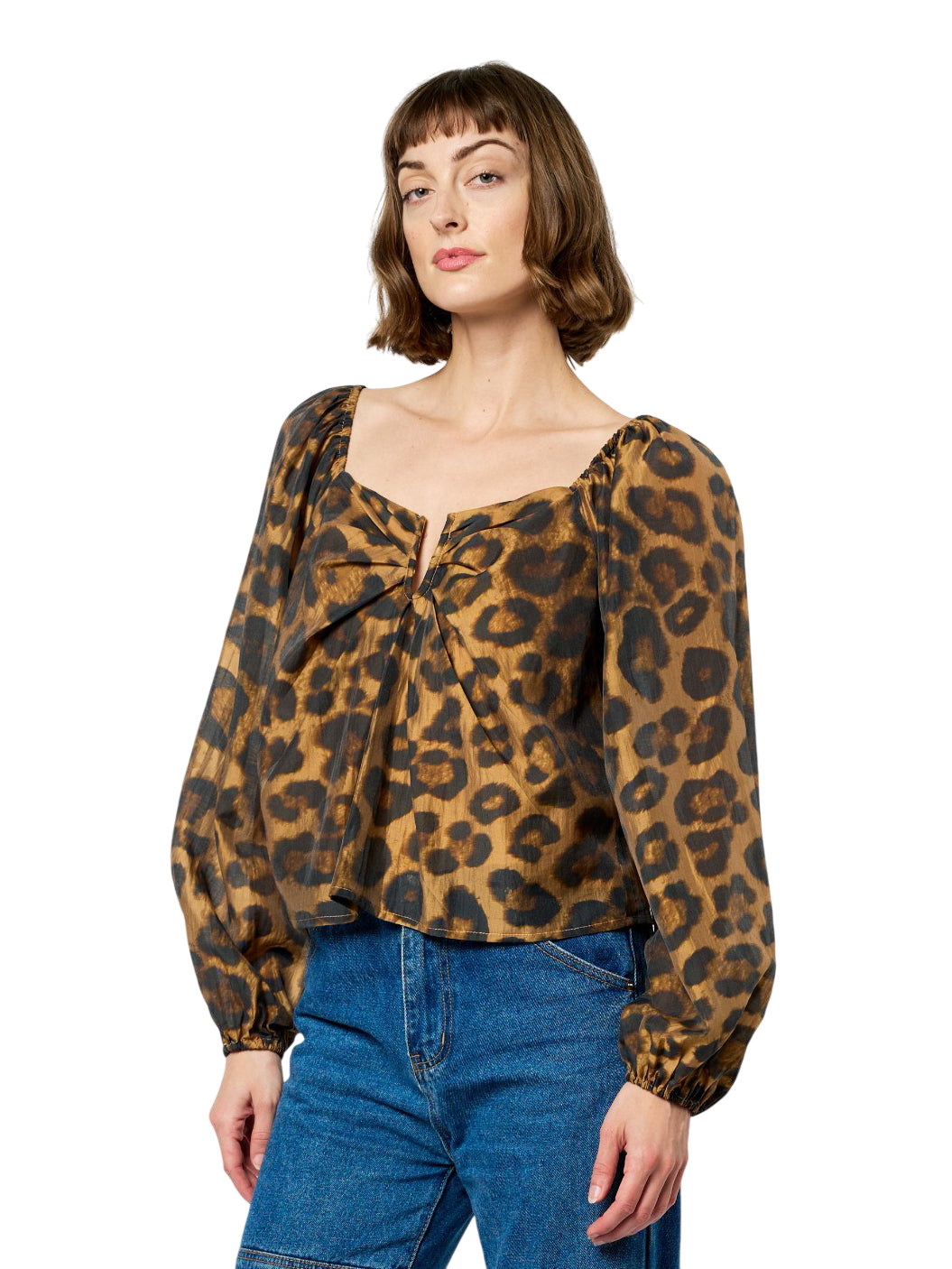 Sussane Animal Print Puff Sleeve Top