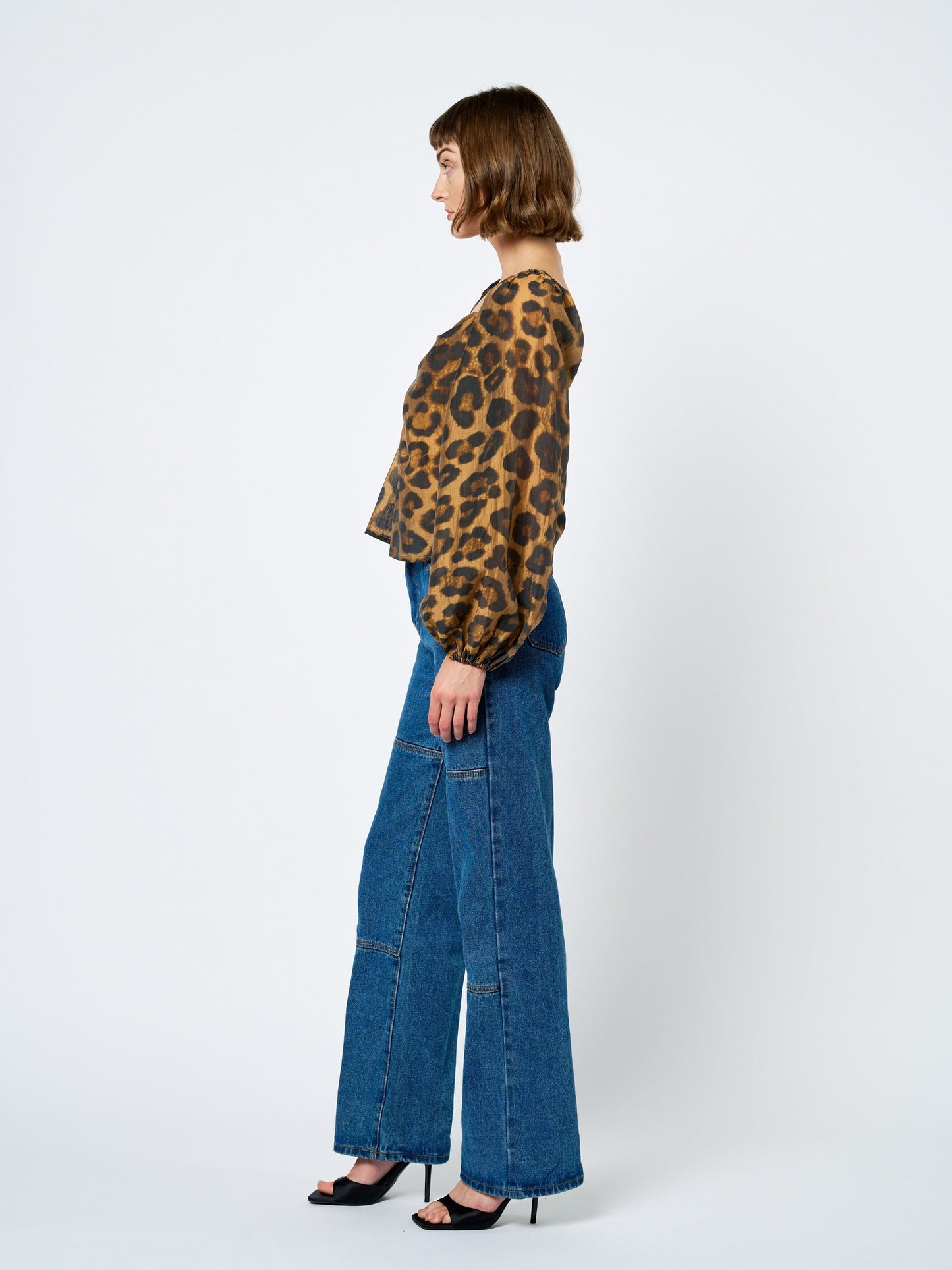 Sussane Animal Print Puff Sleeve Top
