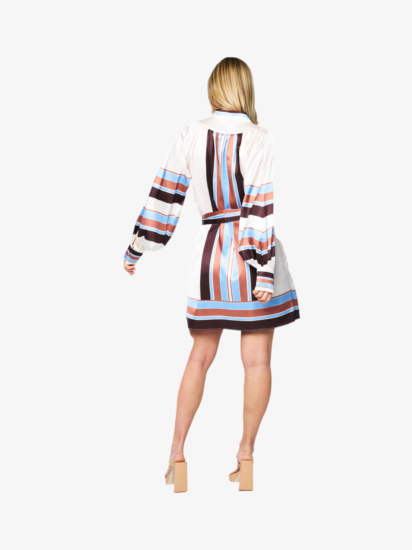 Jessie Satin Long Sleeve Shirt Dress