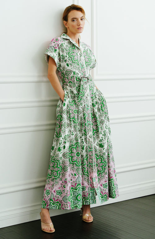 Load image 1 in gallery view. Rosalyn Floral Print Maxi Shirt Dress