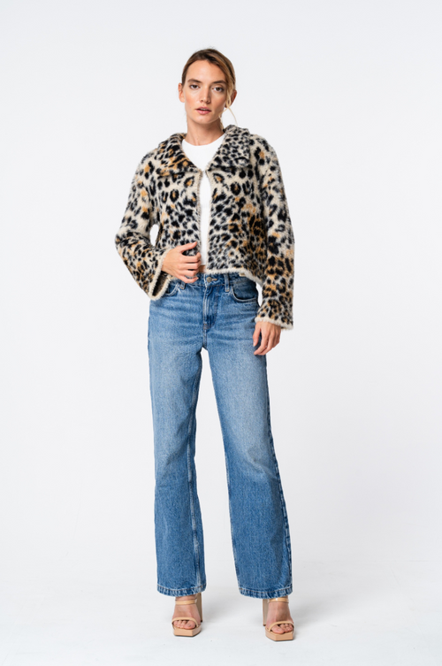 Load image 1 in gallery view. Bruna Animal Print Fuzzy Jacket