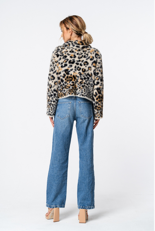 Load image 1 in gallery view. Bruna Animal Print Fuzzy Jacket