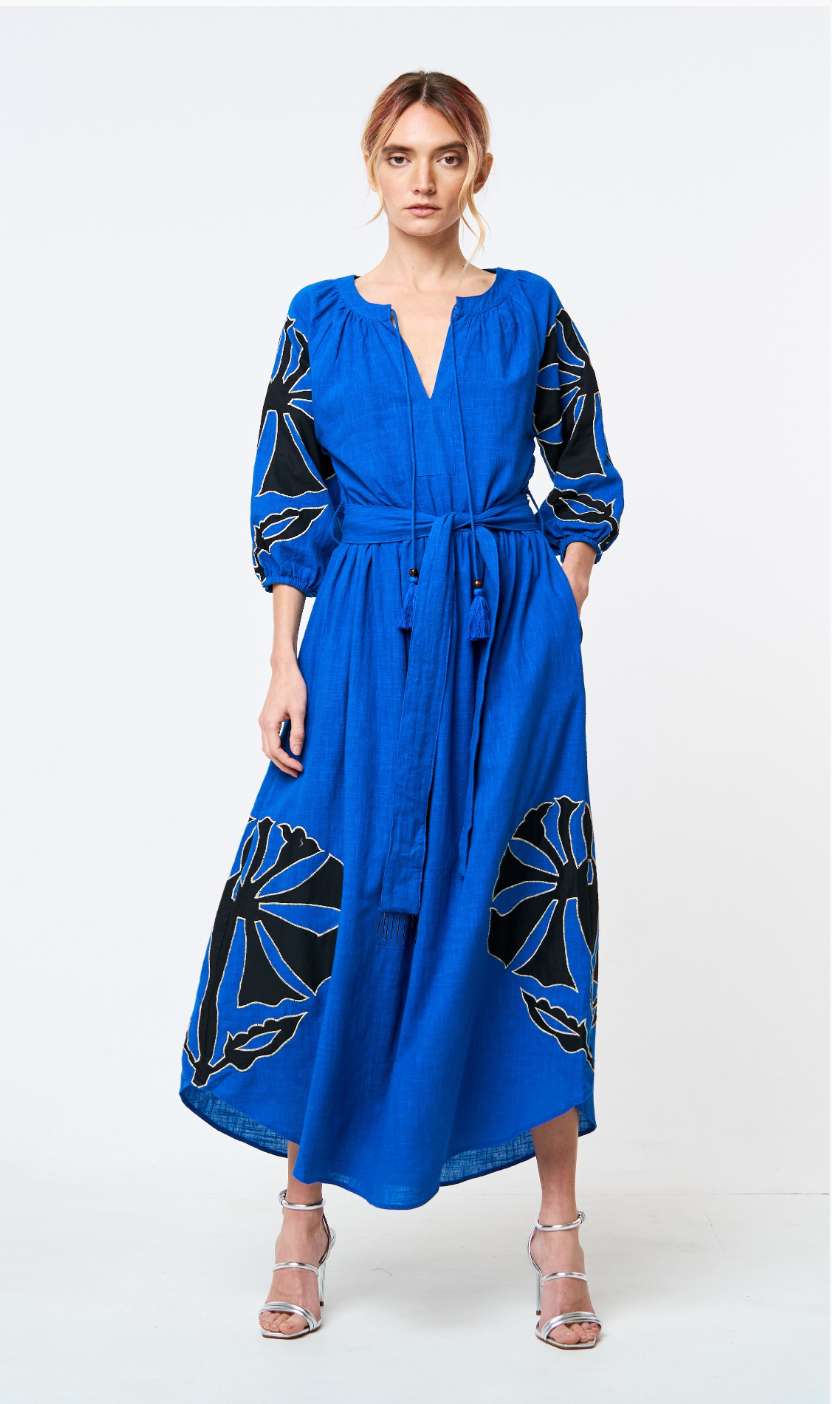 Tiana Embroidered Cotton Midi Dress