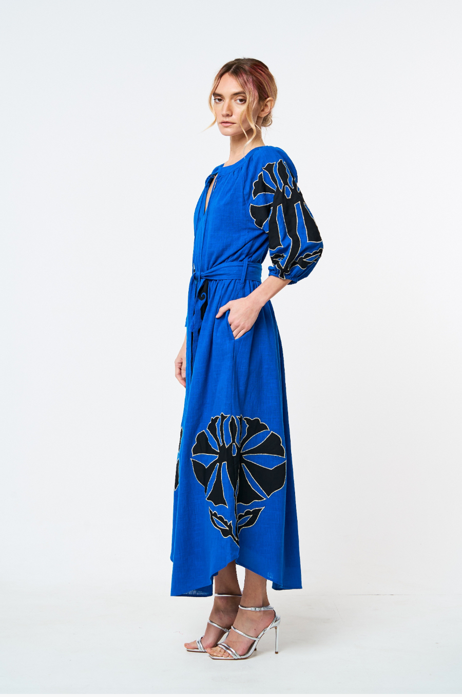 Tiana Embroidered Cotton Midi Dress