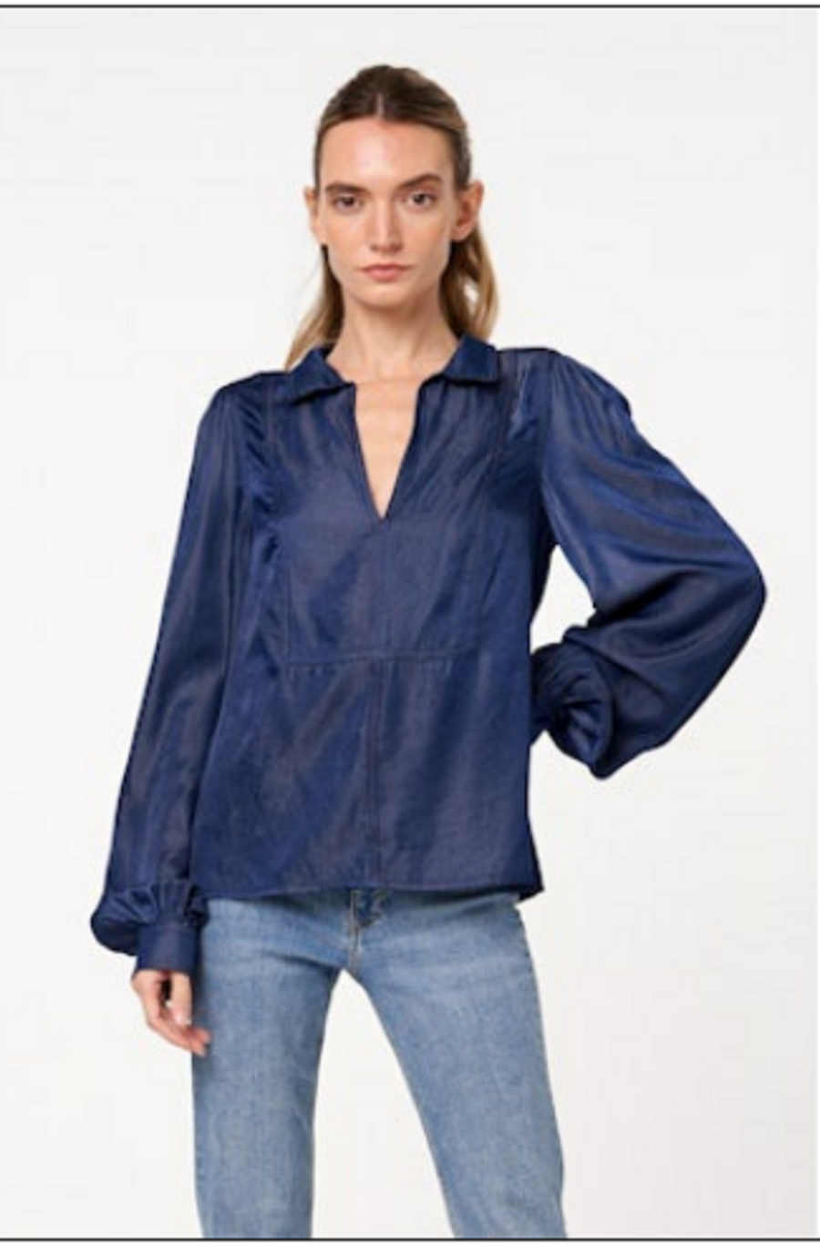 Xavia Denim Effect Long Sleeve Top