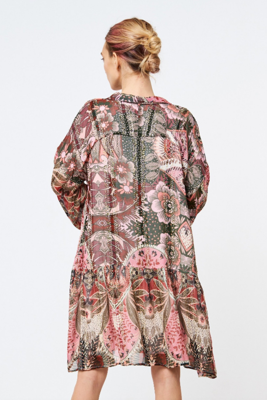 Tasi Printed Metallic Mini Dress